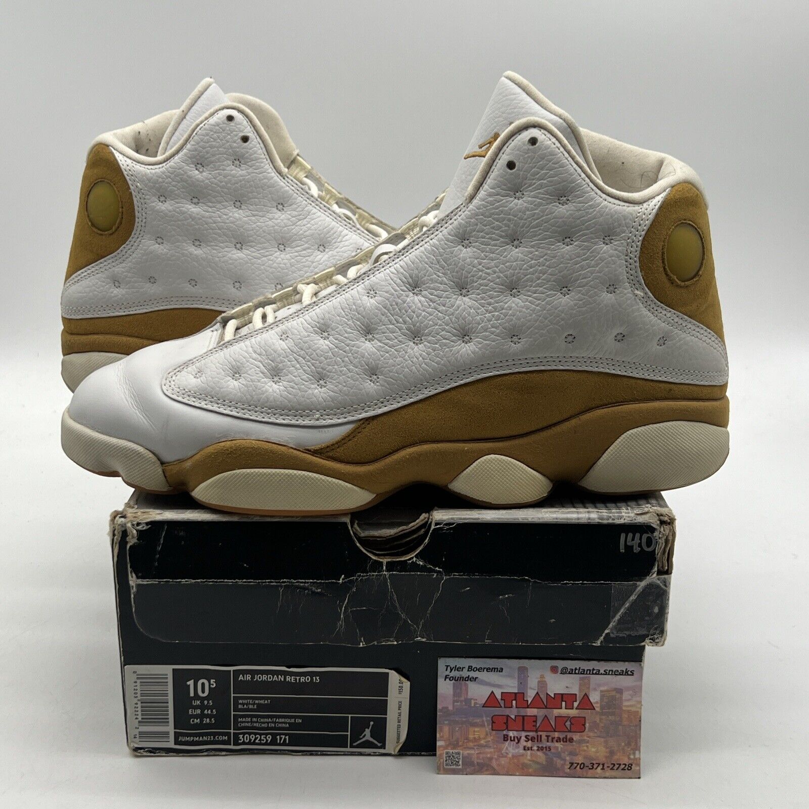 Size 10.5 - Air Jordan 13 Retro 2004 Wheat White Leather Suede (309259-171)