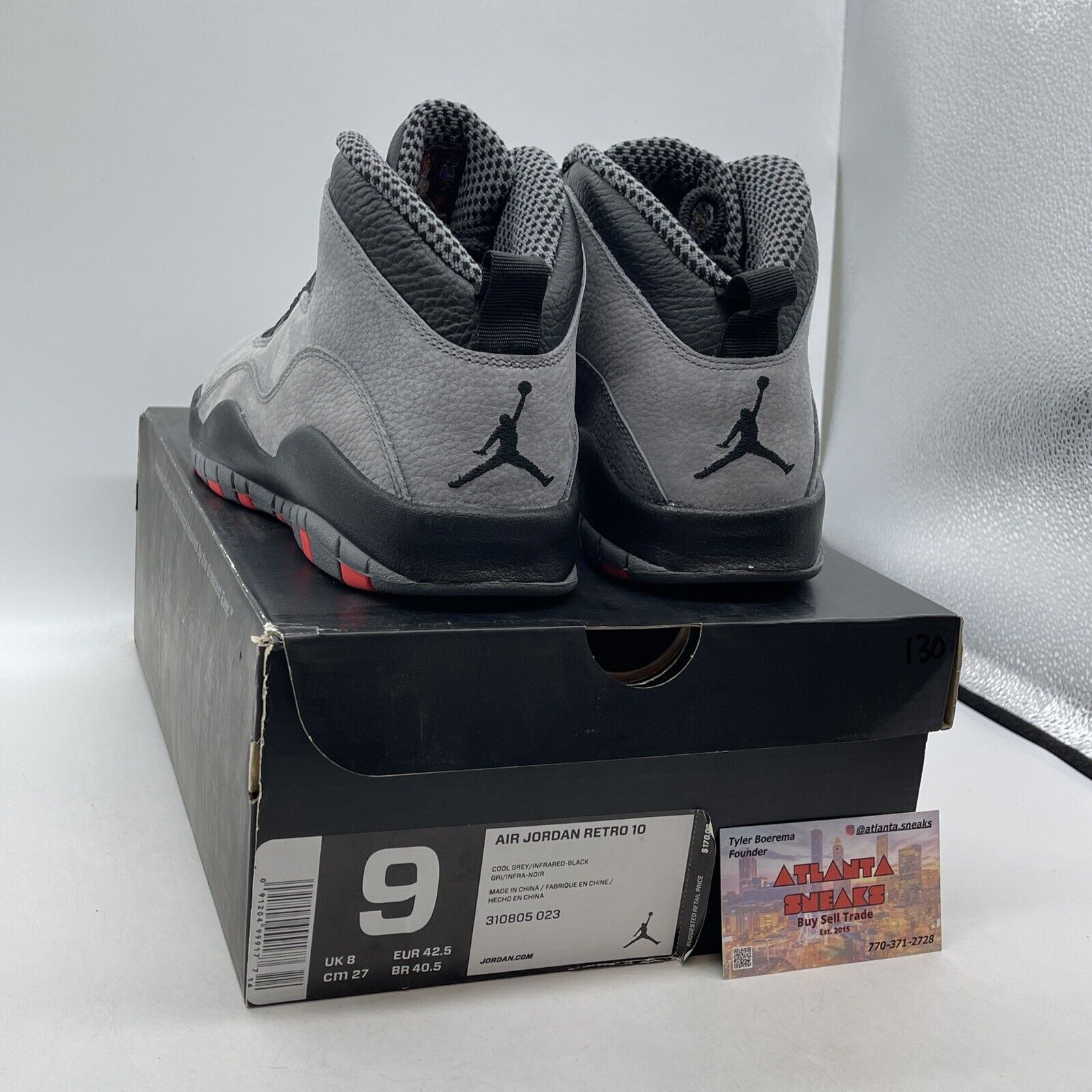 Size 9 - Air Jordan 10 Retro Cool Grey Suede Black Orange Leather (310805-023)