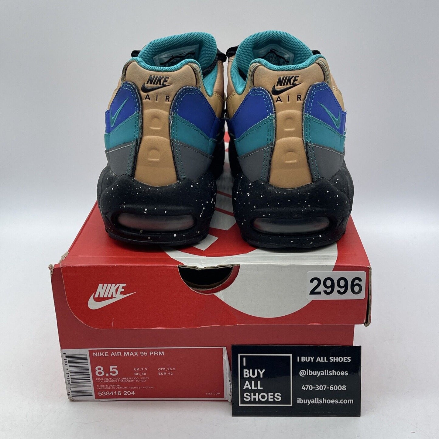 Size 8.5 - Nike Air Max 95 Premium Mega Blue Brown Suede Leather (538416-204)
