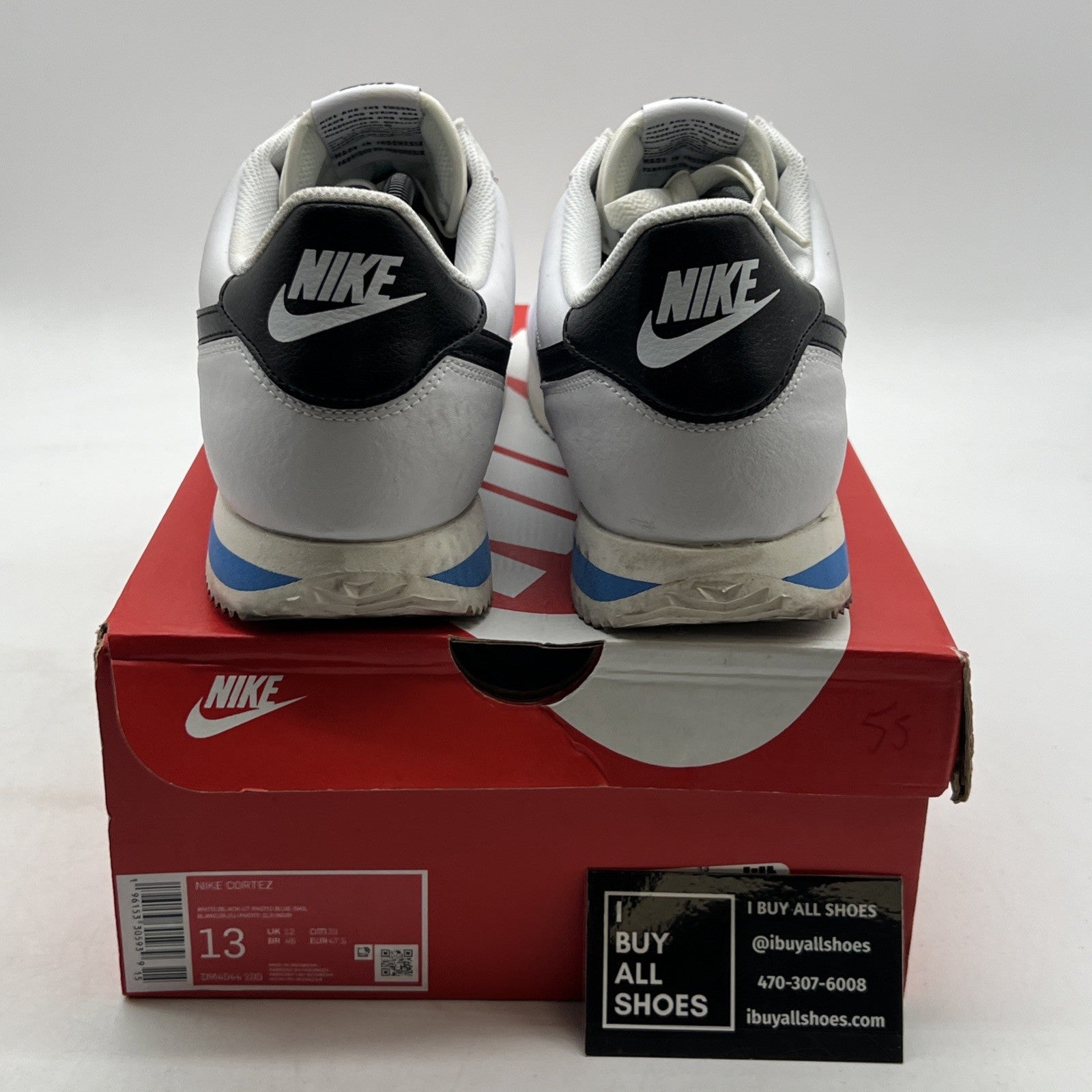 Size 13 - Nike Cortez White Black Blue (DM4044-100)