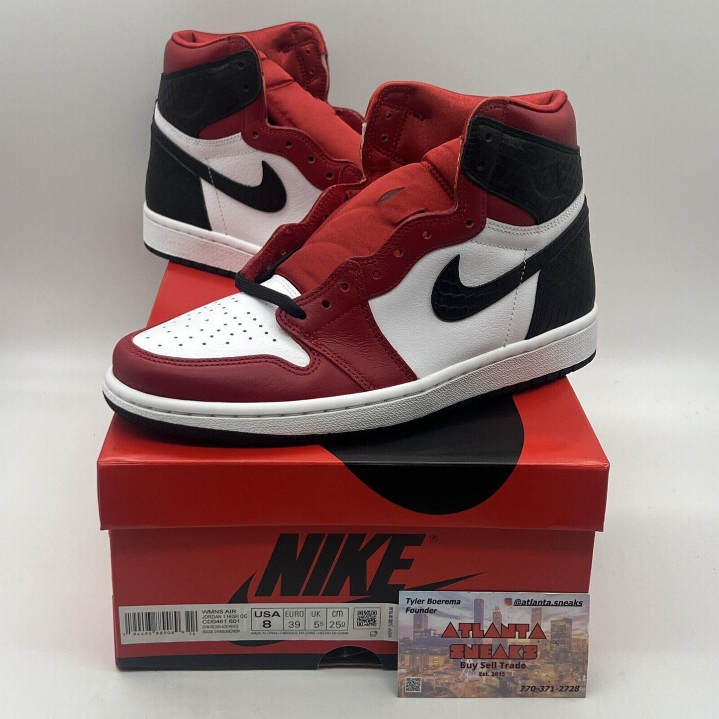 Size 8 - Air Jordan 1 Retro OG Satin Red W Brand New Og All Black White Red DS