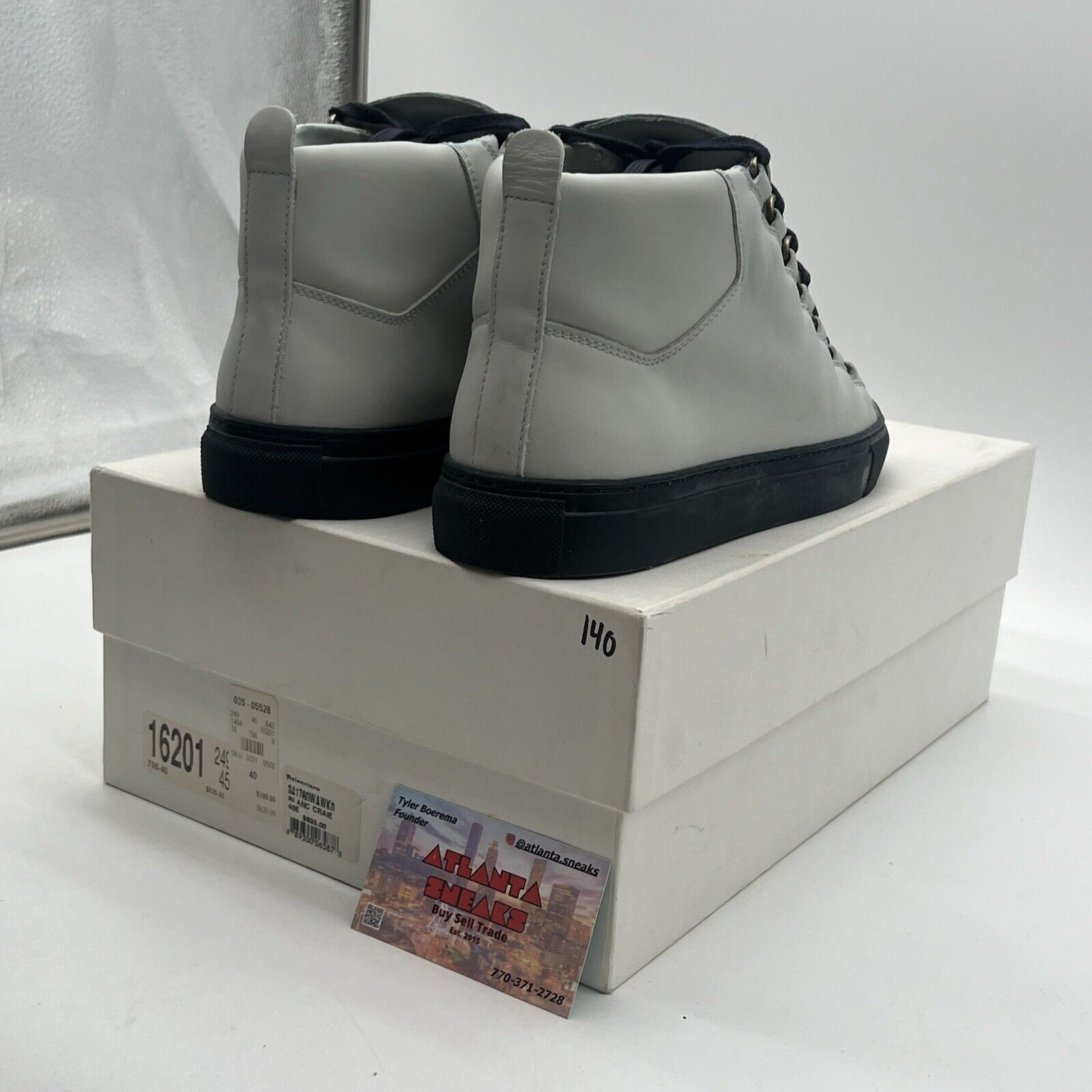 Size 7 - Balenciaga Arena High White Grey (341760) Leather Used