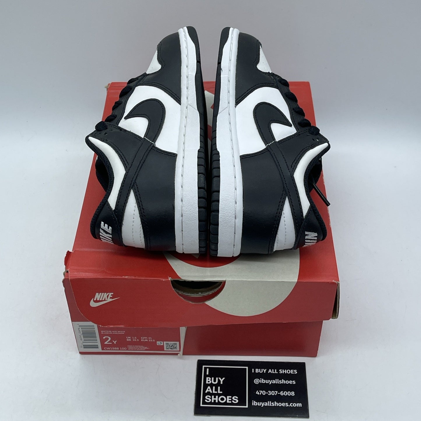 Size 2Y - Nike Dunk Low Retro Black White Leather (DD1503-101)