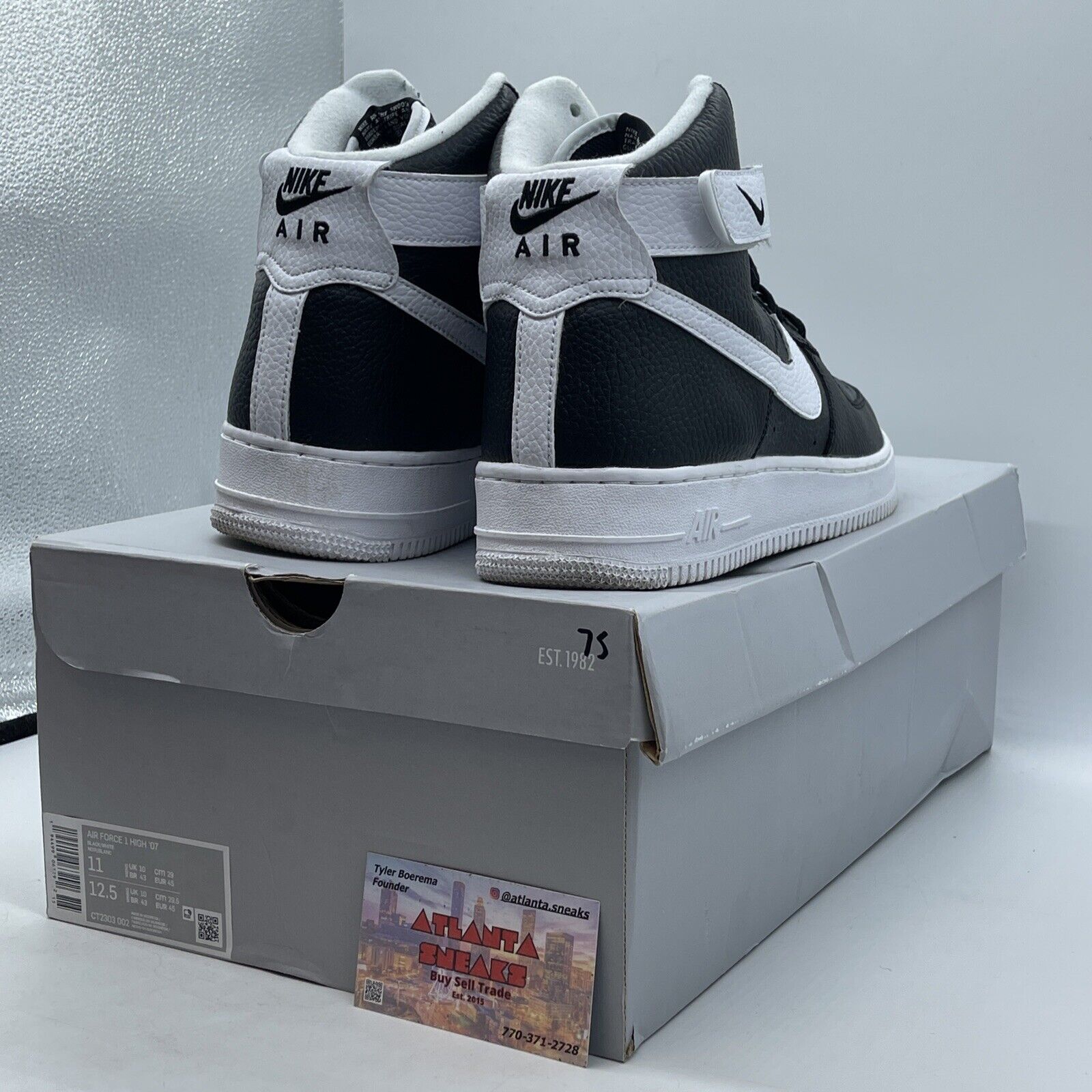 Size 11 - Nike Air Force 1 '07 High Black White Leather (CT2303-002)