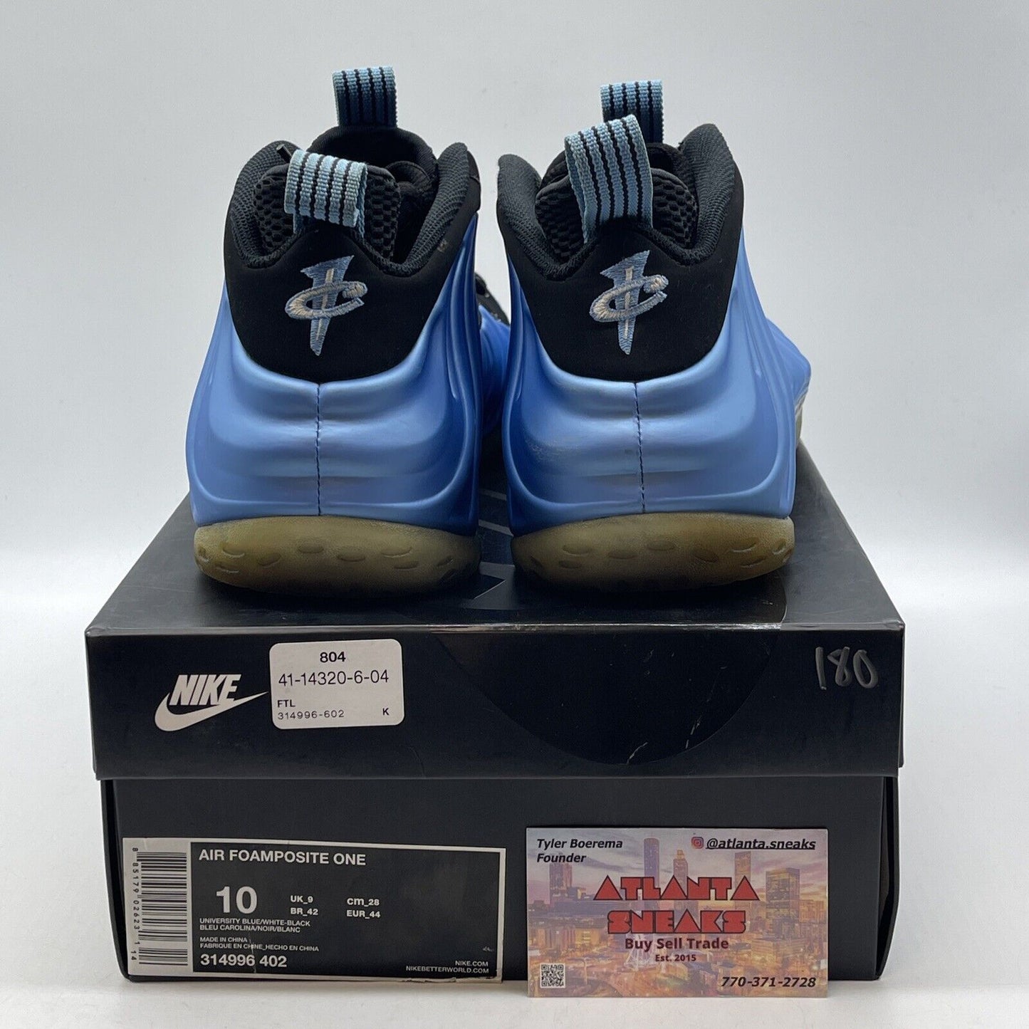 Size 10 - Nike Air Foamposite One University Blue Black White (314996-402)