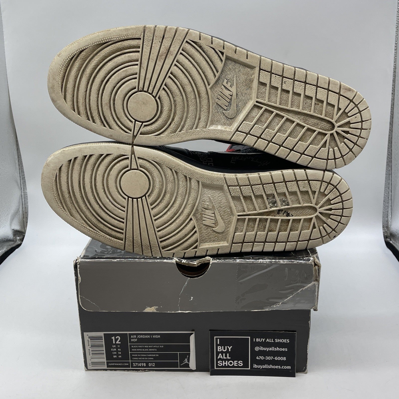 Size 12 - Air Jordan 1 Hof High Hall Of Fame Black White Suede (371498-012)