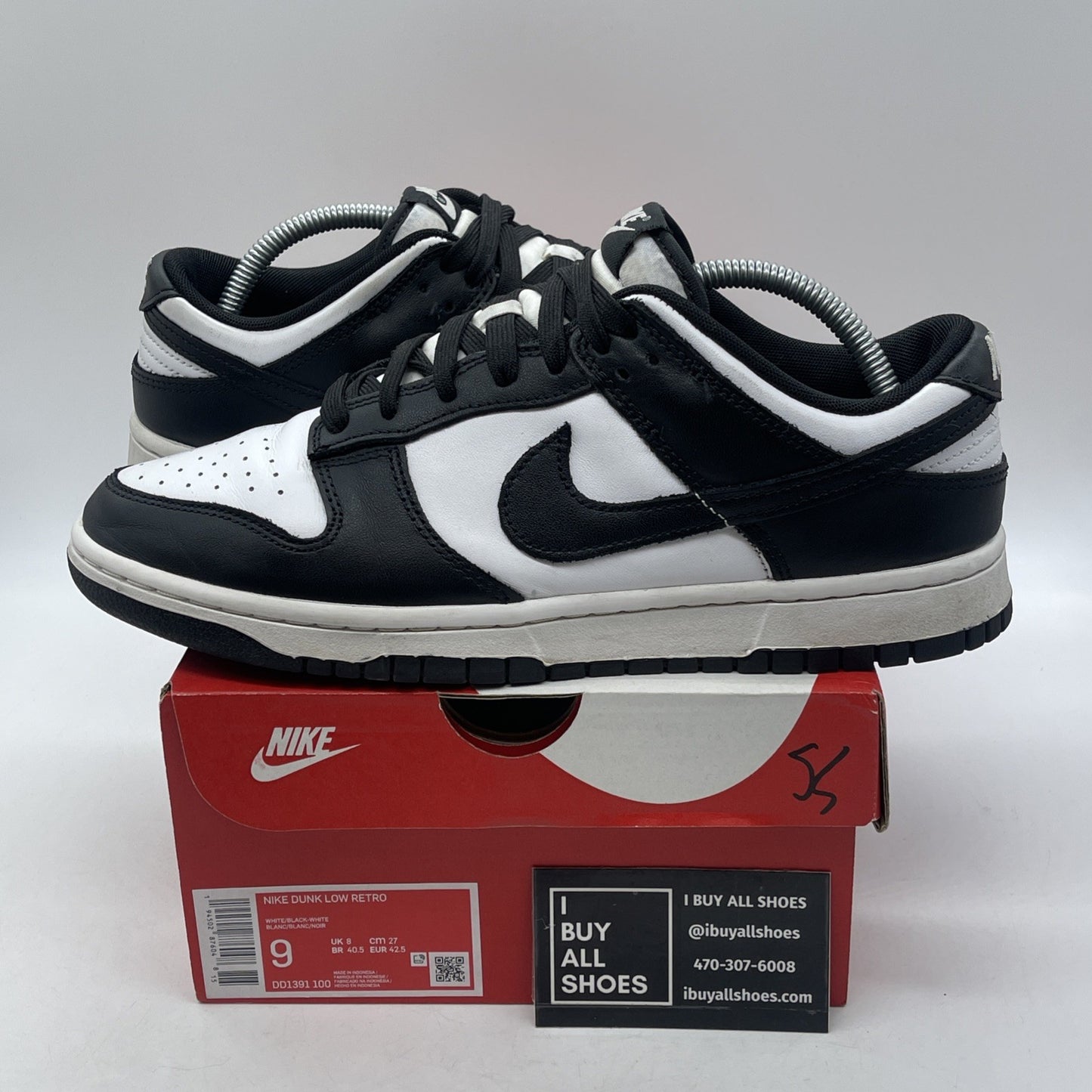 Size 9 - Nike Dunk Low Black White Leather (DD1391-100)