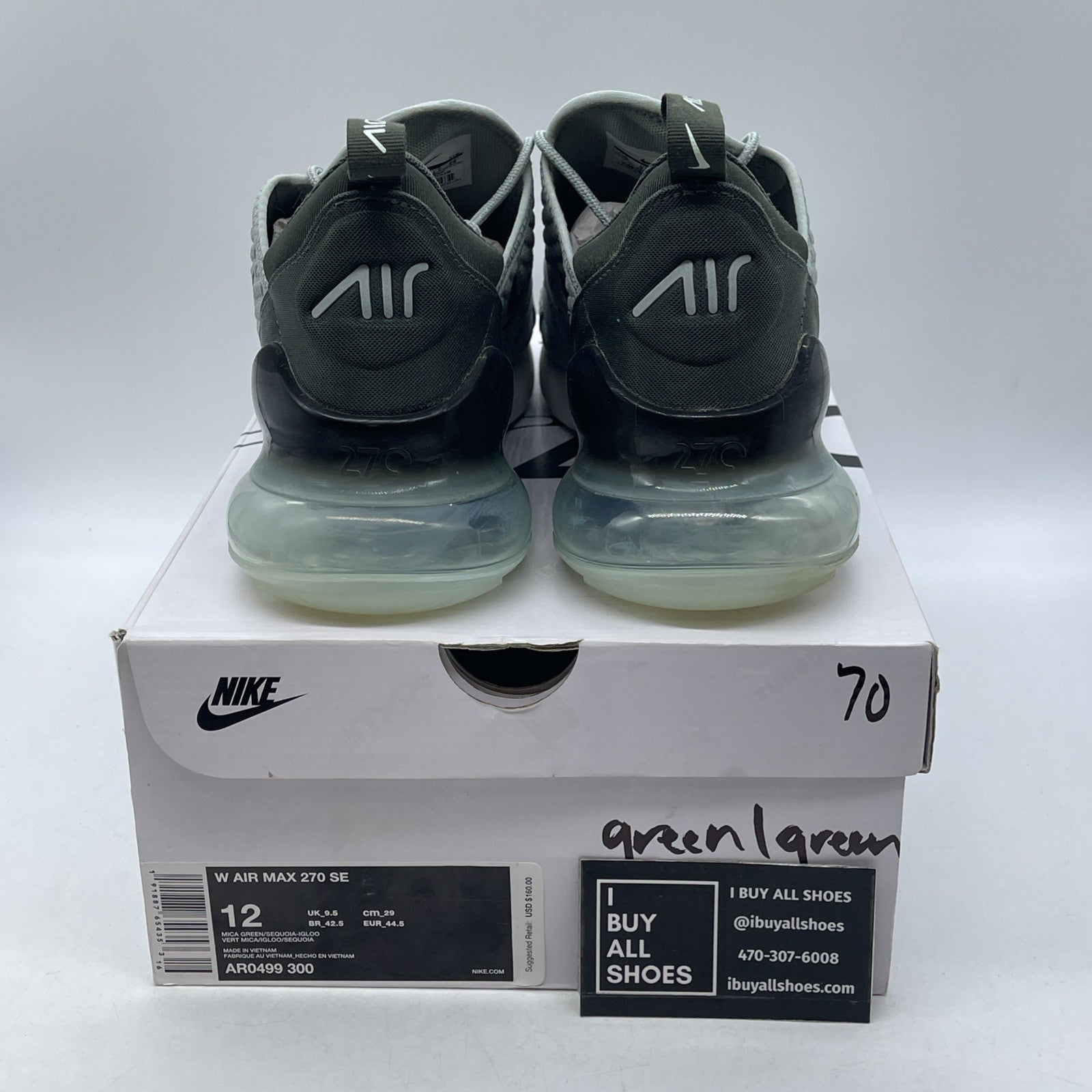 Size 12 - Nike Air Max 270 SE Sneakers Mica Sequoia (AR0499-300)