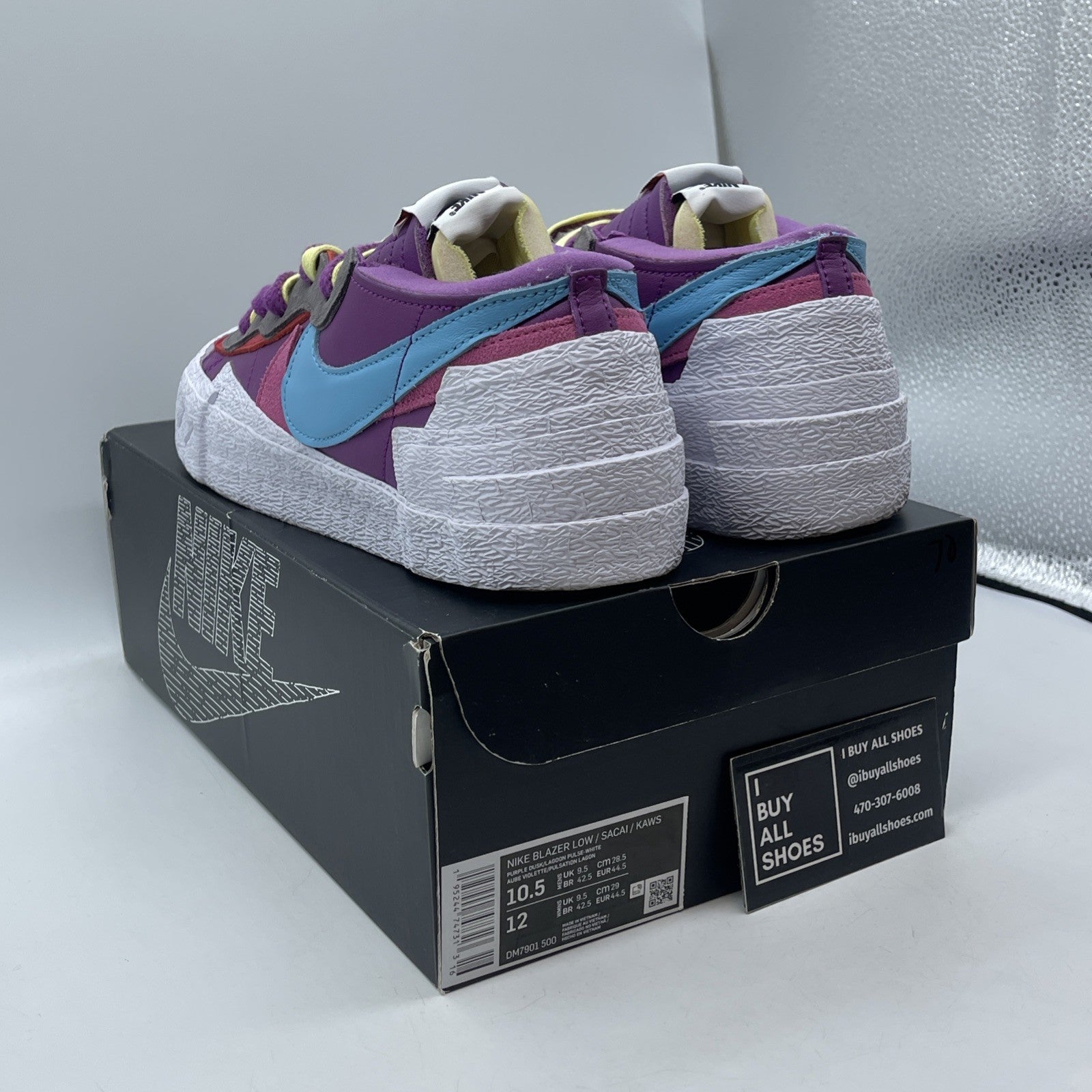 Size 10.5 - Nike KAWS x sacai x Blazer Low Purple Dusk Suede (DM7901-500)