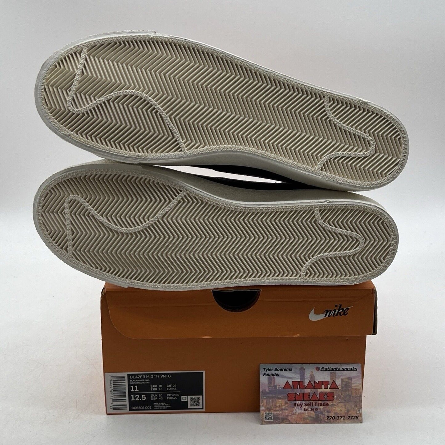 Size 11 - Nike Blazer '77 Vintage Mid Black Sail Leather (BQ6806-002).