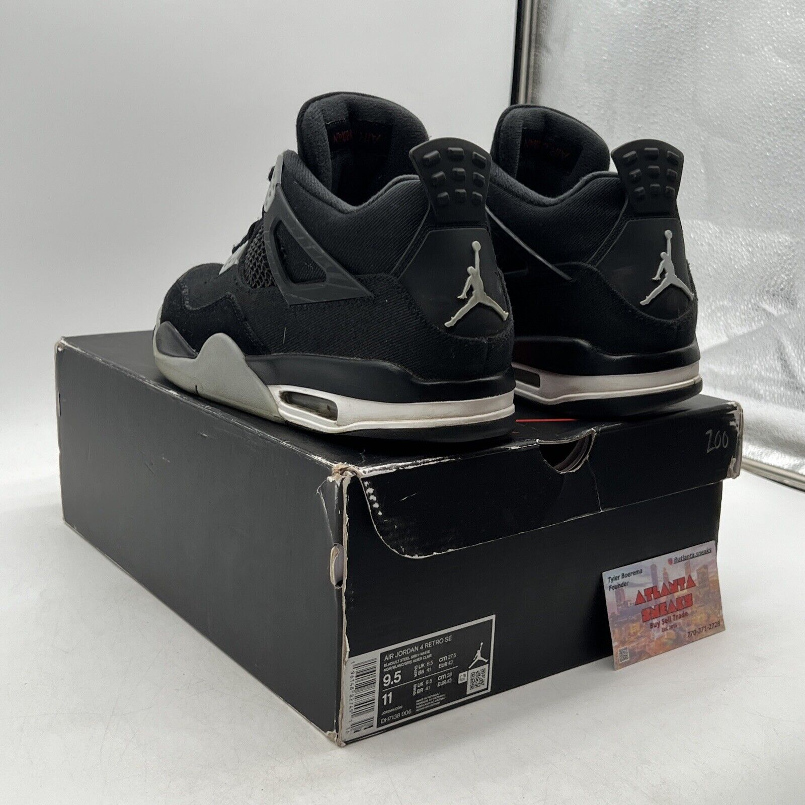 Size 9.5 - Jordan 4 Retro SE Mid Black Canvas (DH7138-006)