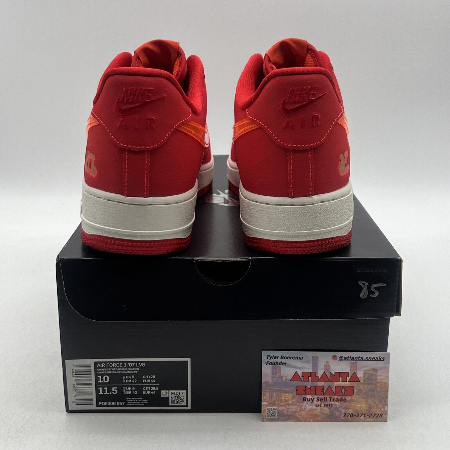 Size 10 - Nike Air Force 1 '07 ATL Orange Red White Suede (FD8306-657)