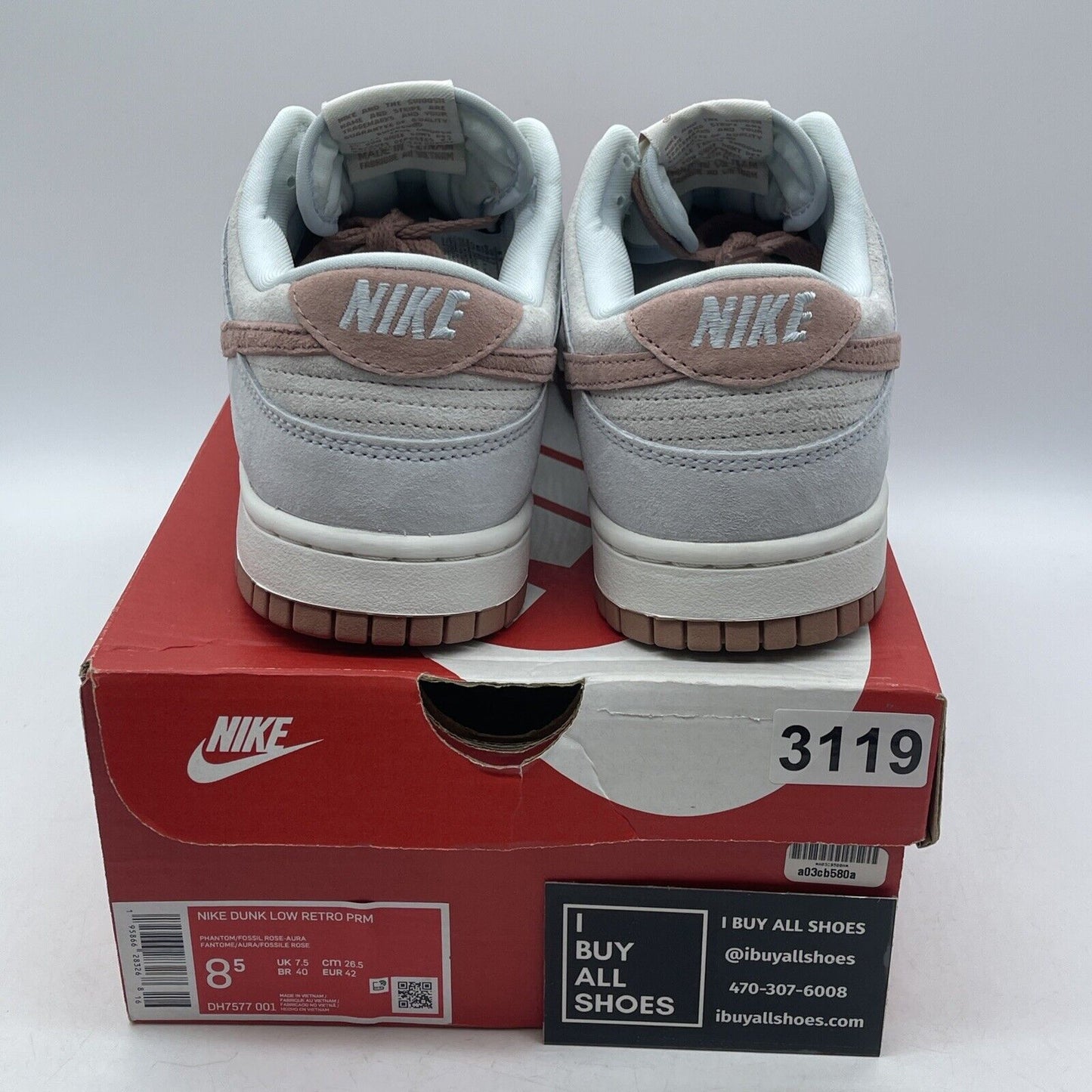 Size 8.5 - Nike Dunk Premium Low Fossil Rose Pink Blue Suede (DH7577-001)