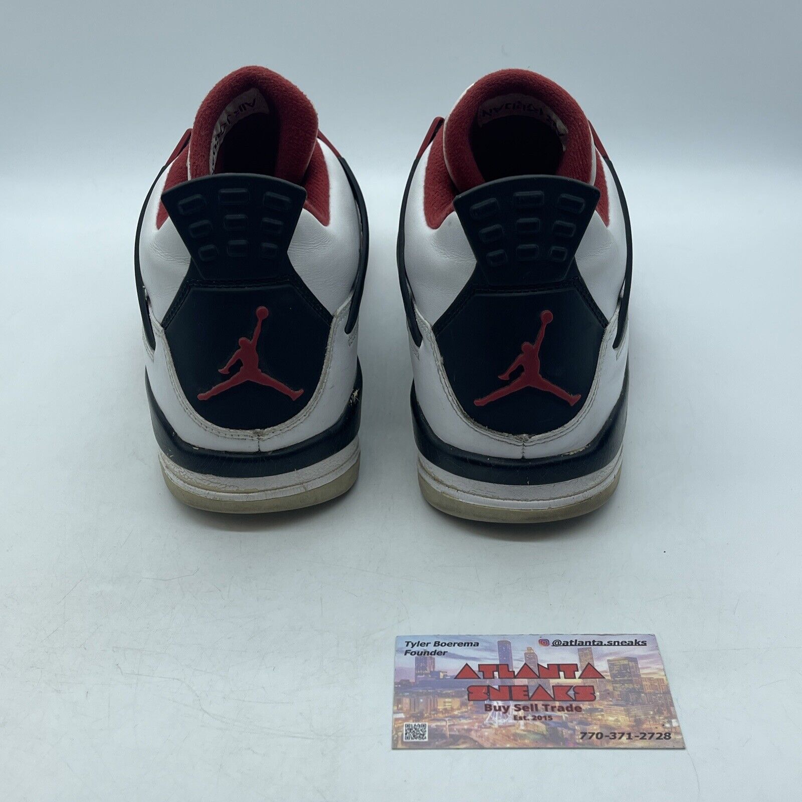 Size 10 - Jordan 4 Retro Fire Red 2012 Black White Leather (308497-110)