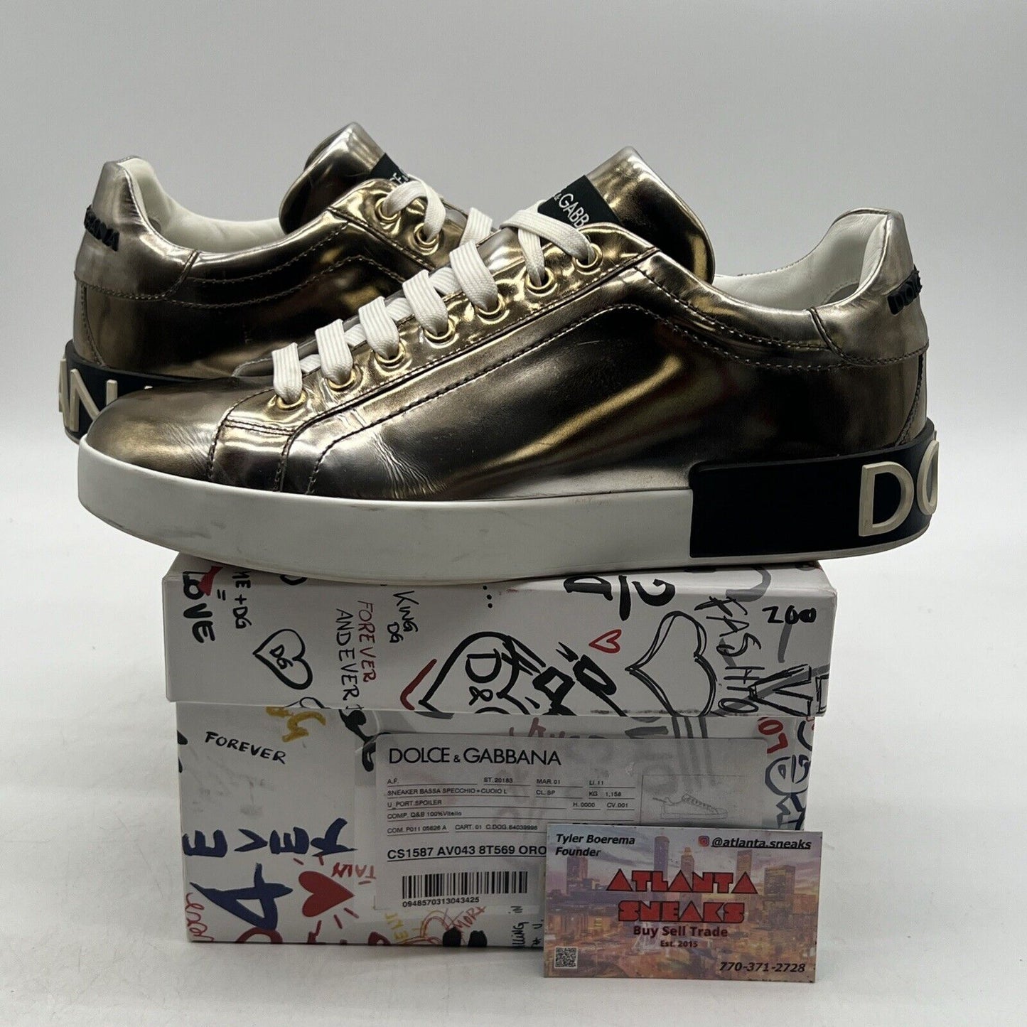 DOLCE & GABBANA Shoes Sneaker Portofino Bronze Leather Logo