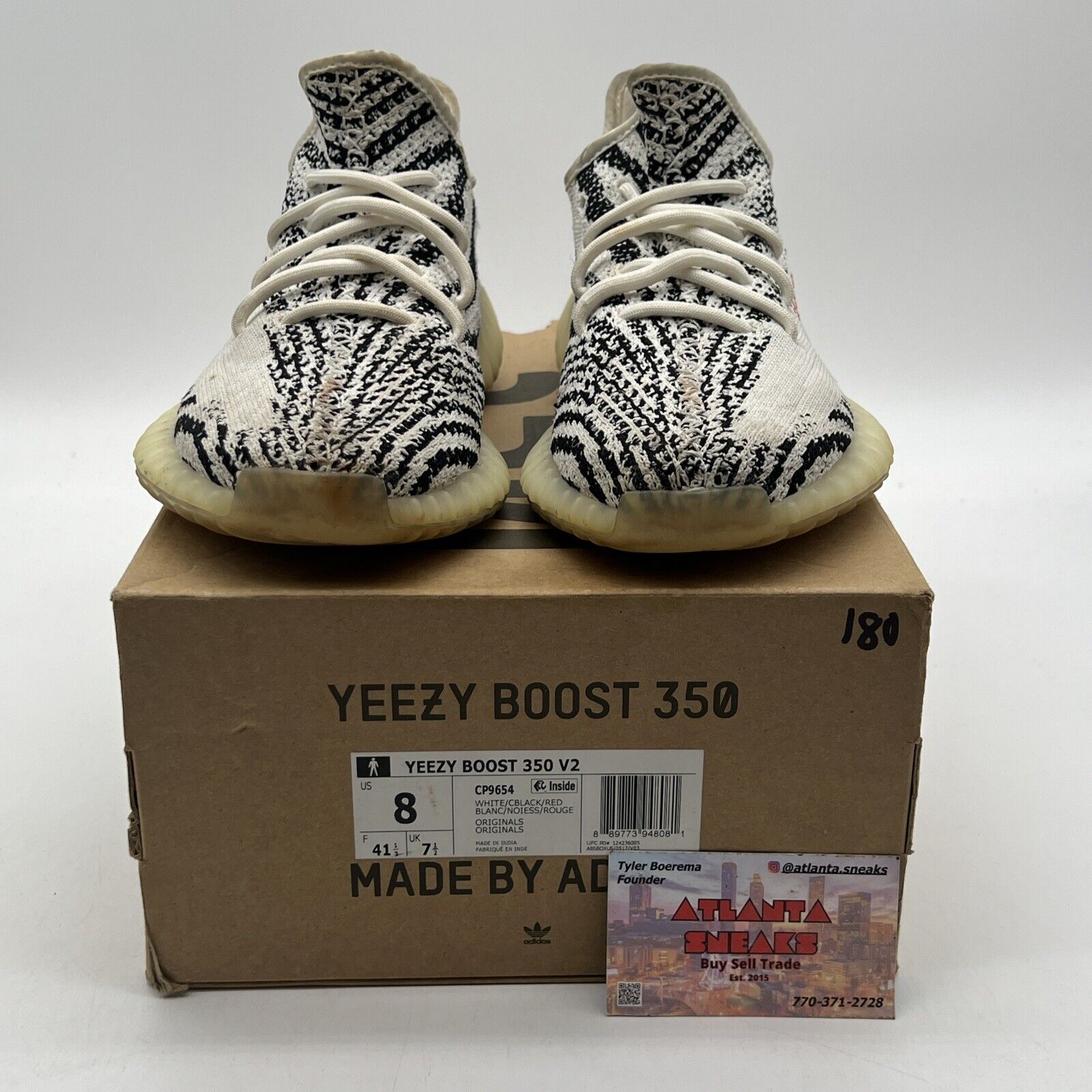 Size 8 - adidas Yeezy Boost 350 V2 Low Zebra Black White Red (CP9654)