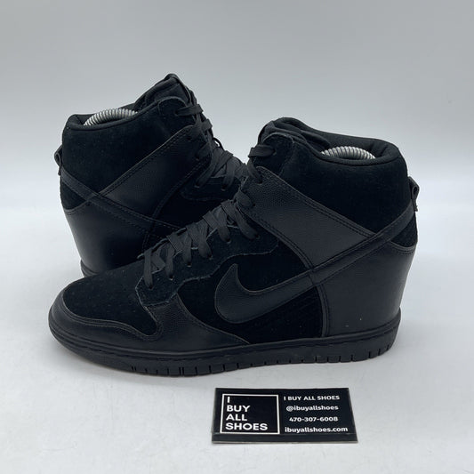 Size 9W- Nike Dunk Sky High Black Out Suede Leather (528899-004)