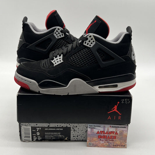 Size 7.5 - Jordan 4 Retro OG Mid Bred 2019 Grey Red Black Suede (308497-060)