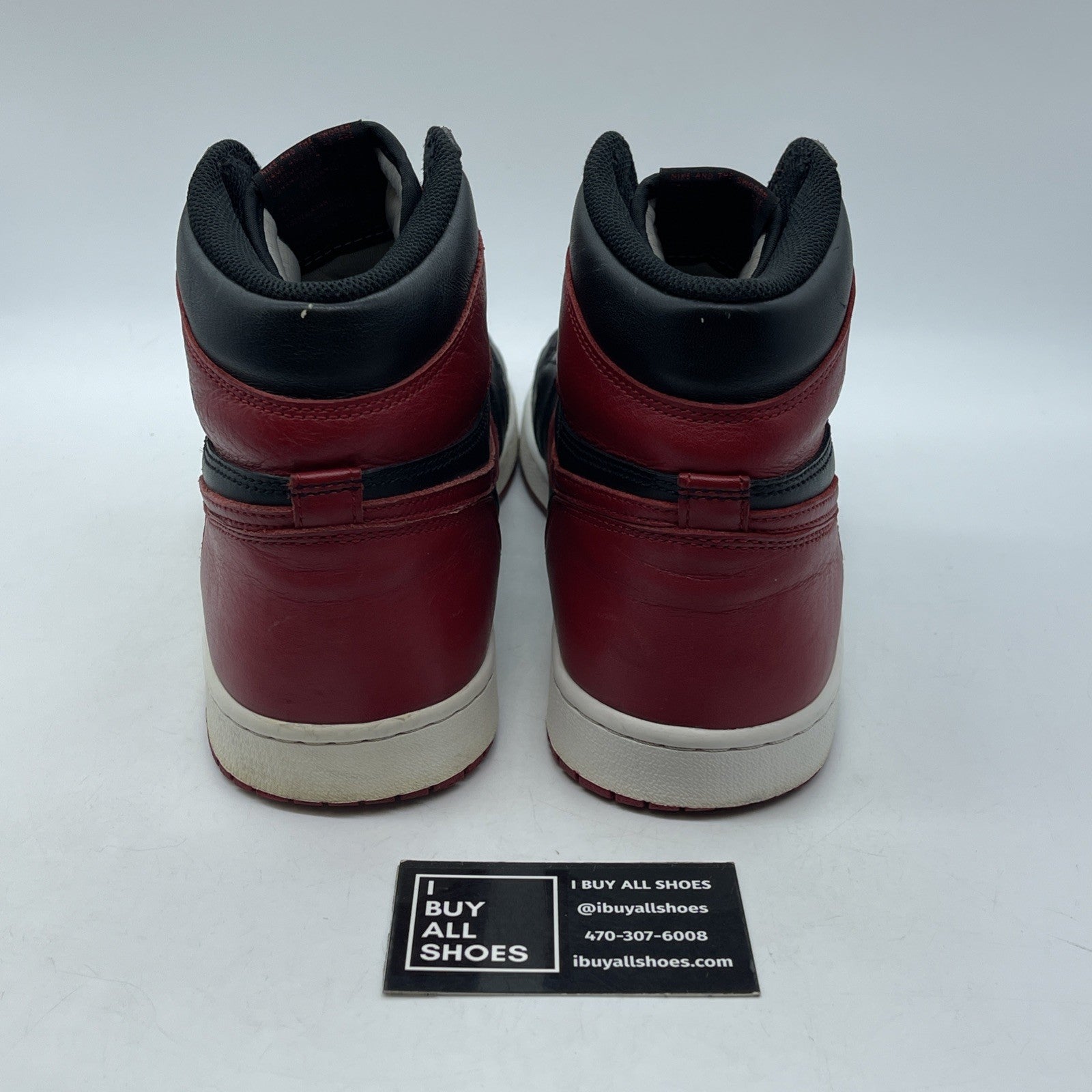 Size 12 - Jordan 1 Retro OG High Banned, Bred Black Red Leather (555088-001)