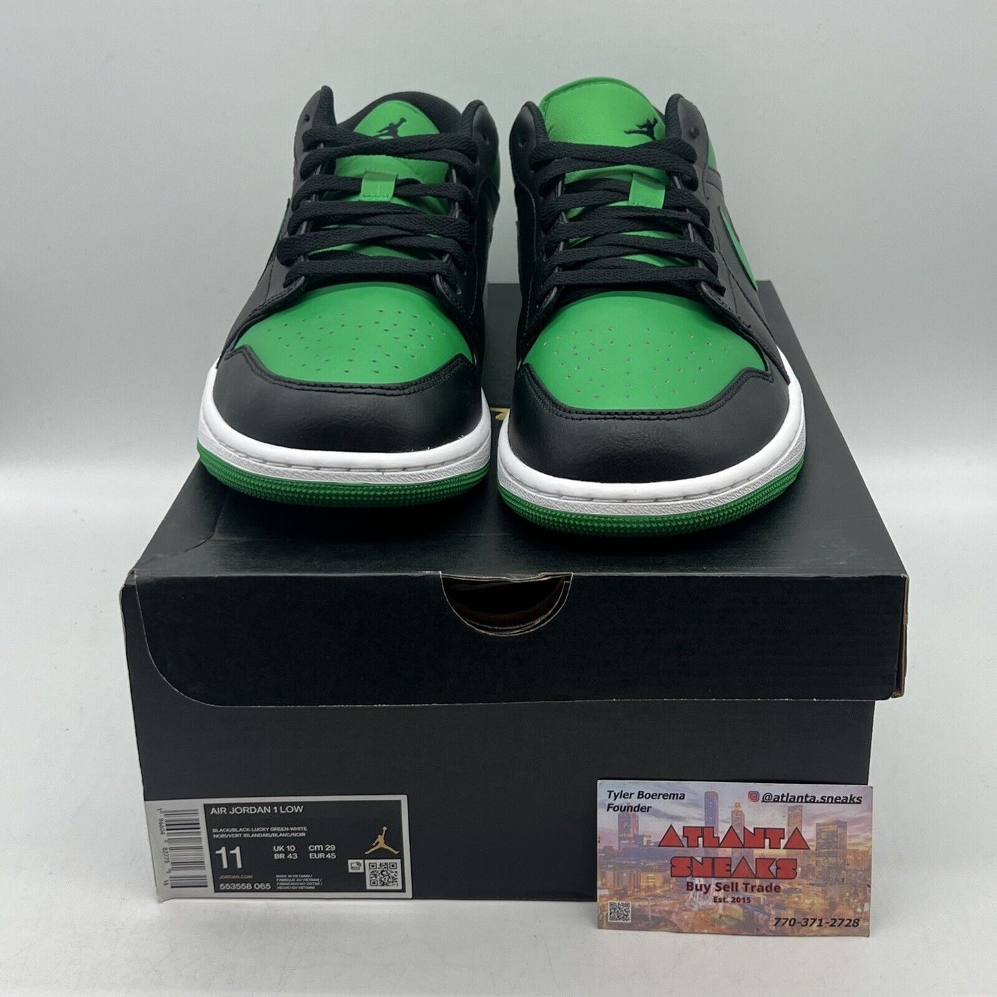 Size 11 - Jordan 1 Low Black Lucky Green Brand New Og All