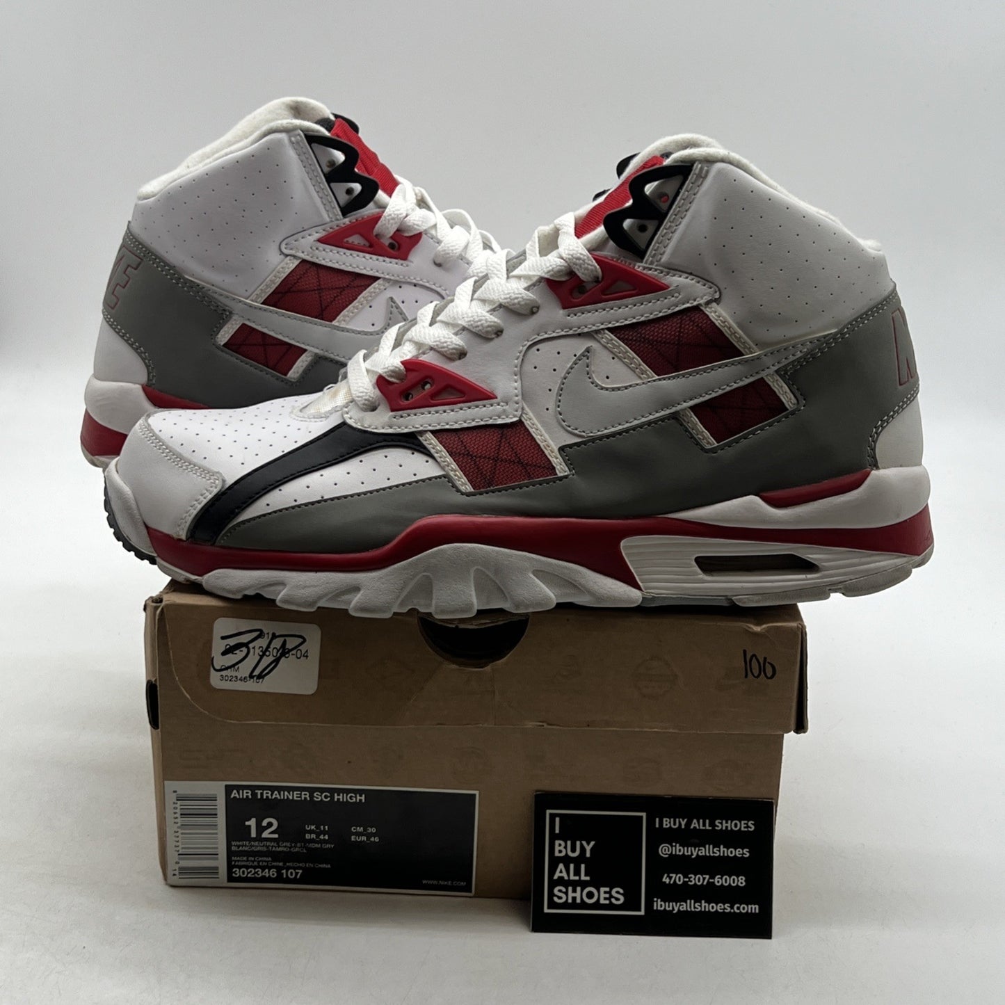 Size 12 - Nike Air Trainer SC High White Varsity Red (302346-107)