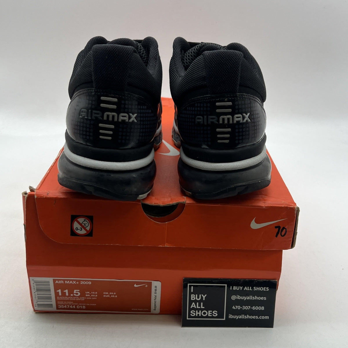 Size 11.5 - Nike Air Max+ 2009 Black (354744-018)