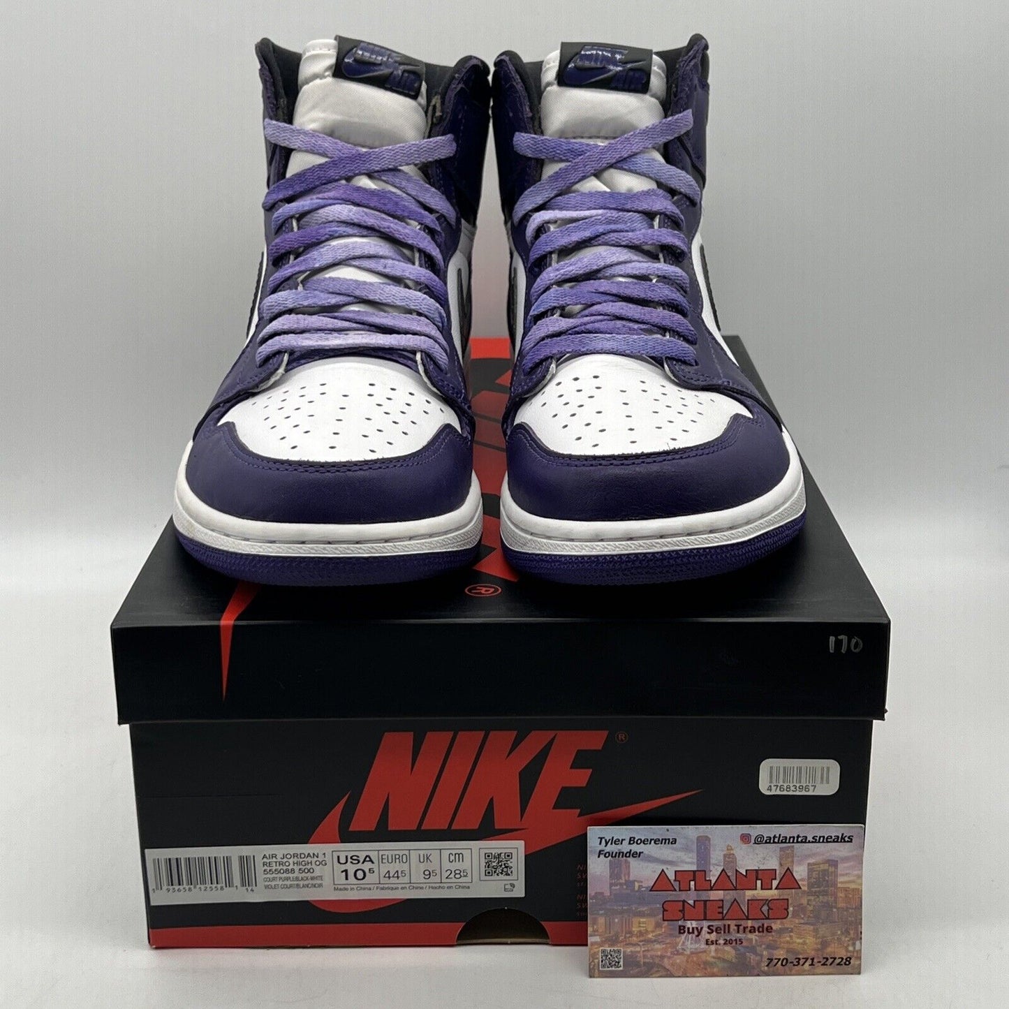 Size 10.5 - Jordan 1 Retro OG High Court Purple 2.0 Black Leather (555088-500)