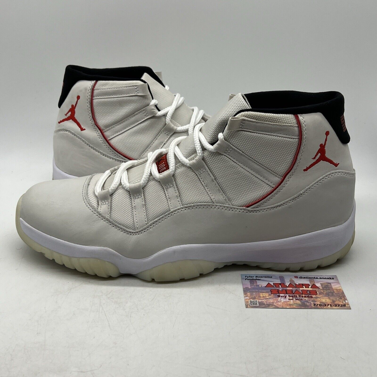 Size 14 - Air Jordan 11 Retro Platinum Tint Red White Leather (378037-016)