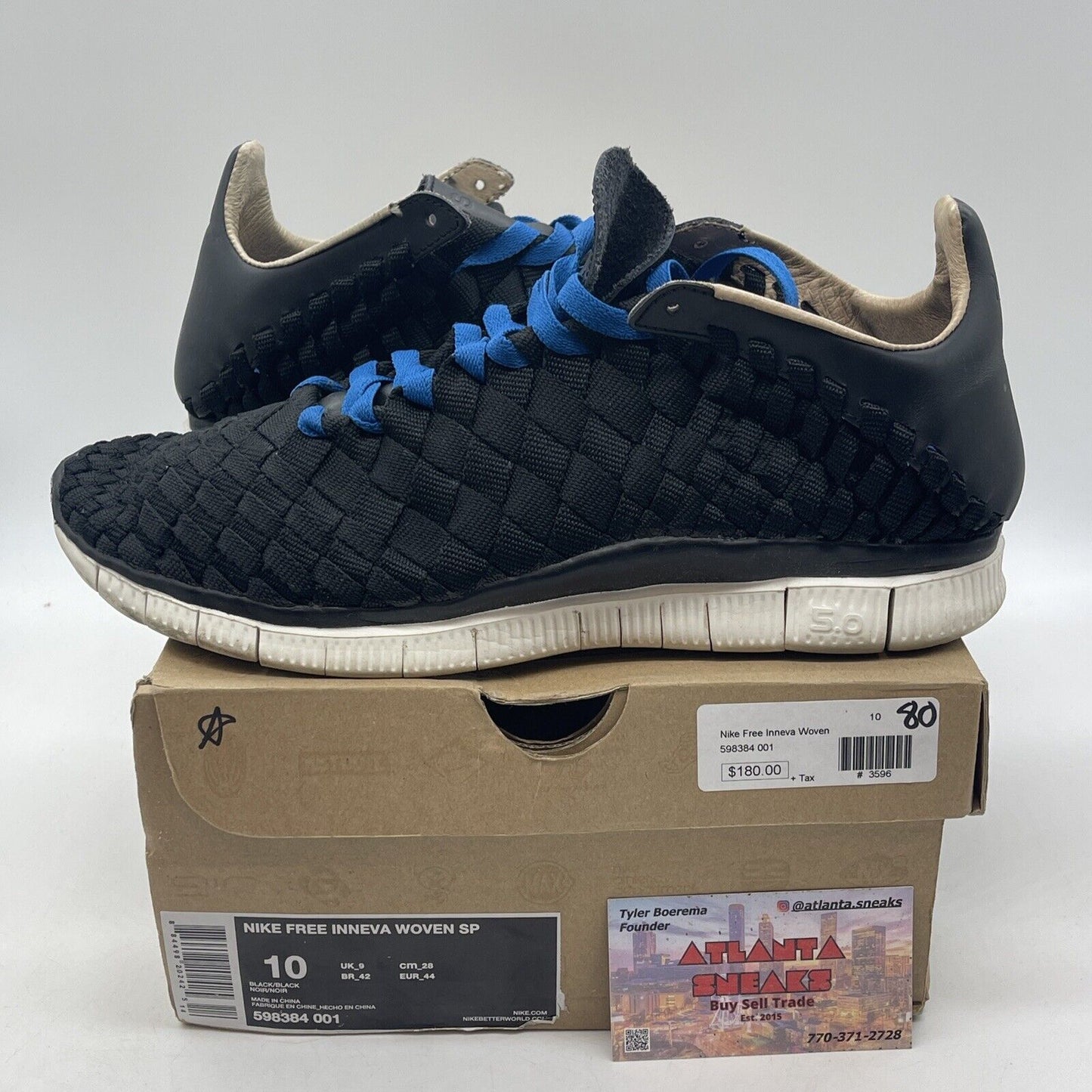 Size 10 - Nike Free Inneva Woven Sp Black White Suede Leather (598384-001)