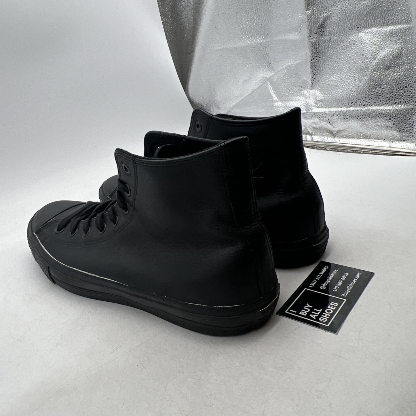 Size 13 -Converse Chuck Taylor All Star Hi Trainers Mono Black Leather (156939C)