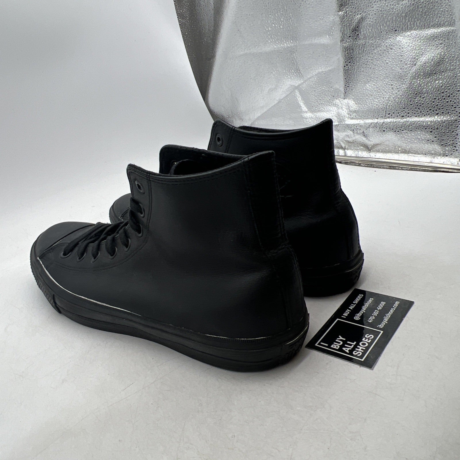 Size 13 -Converse Chuck Taylor All Star Hi Trainers Mono Black Leather (156939C)