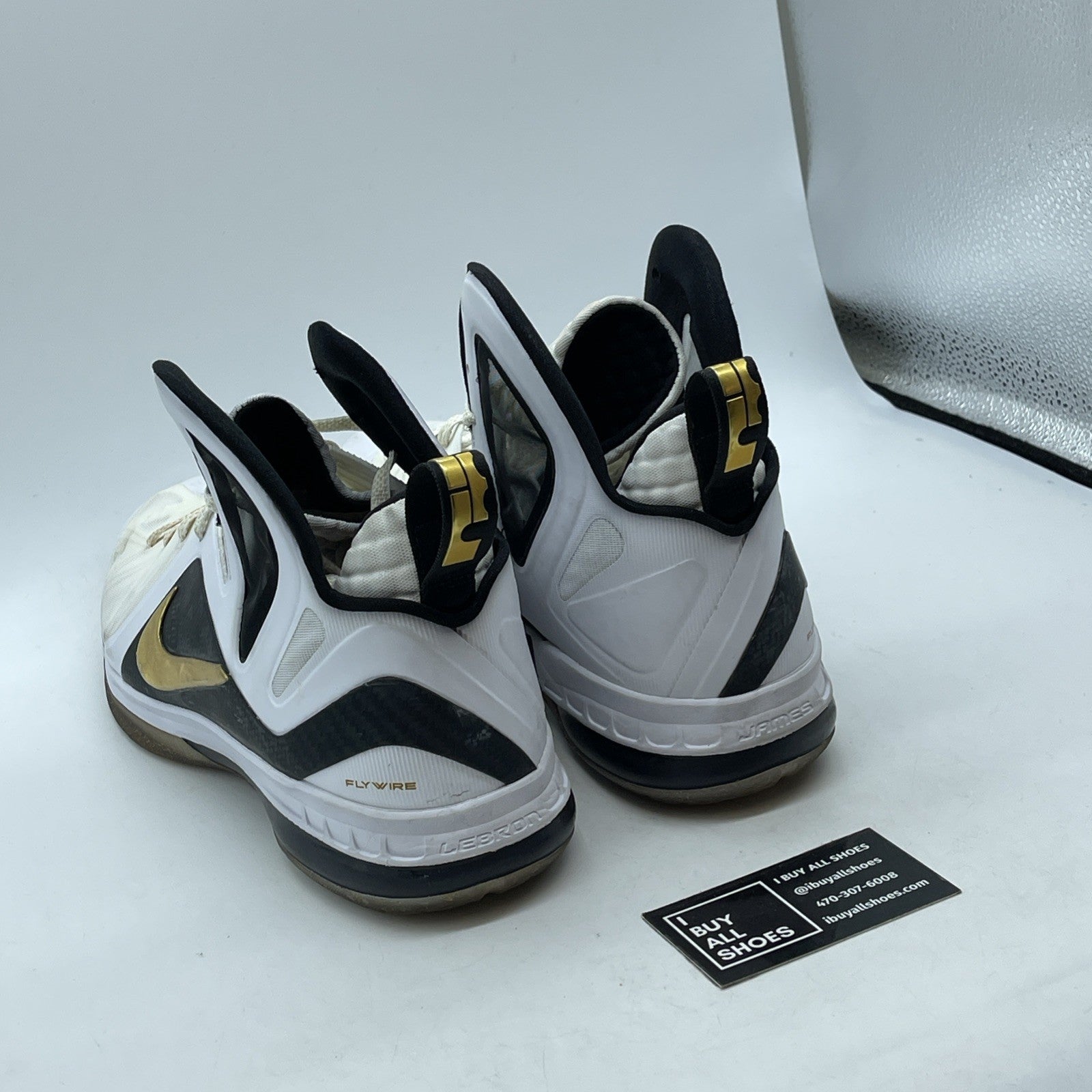 Size 13 - Nike LeBron 9 P.S. Elite Home White Gold Leather (516958-100)
