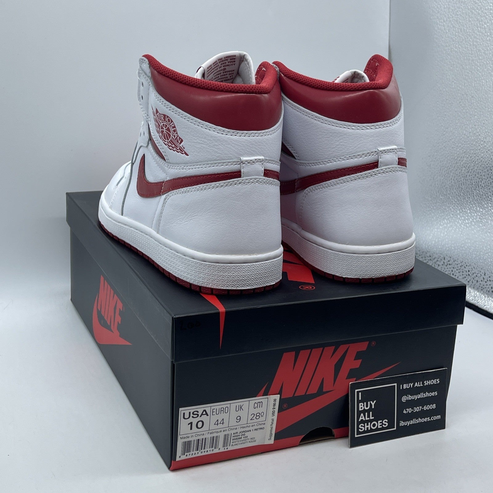 Size 10 - Air Jordan 1 Retro OG High Metallic Red White Leather (555088-103)