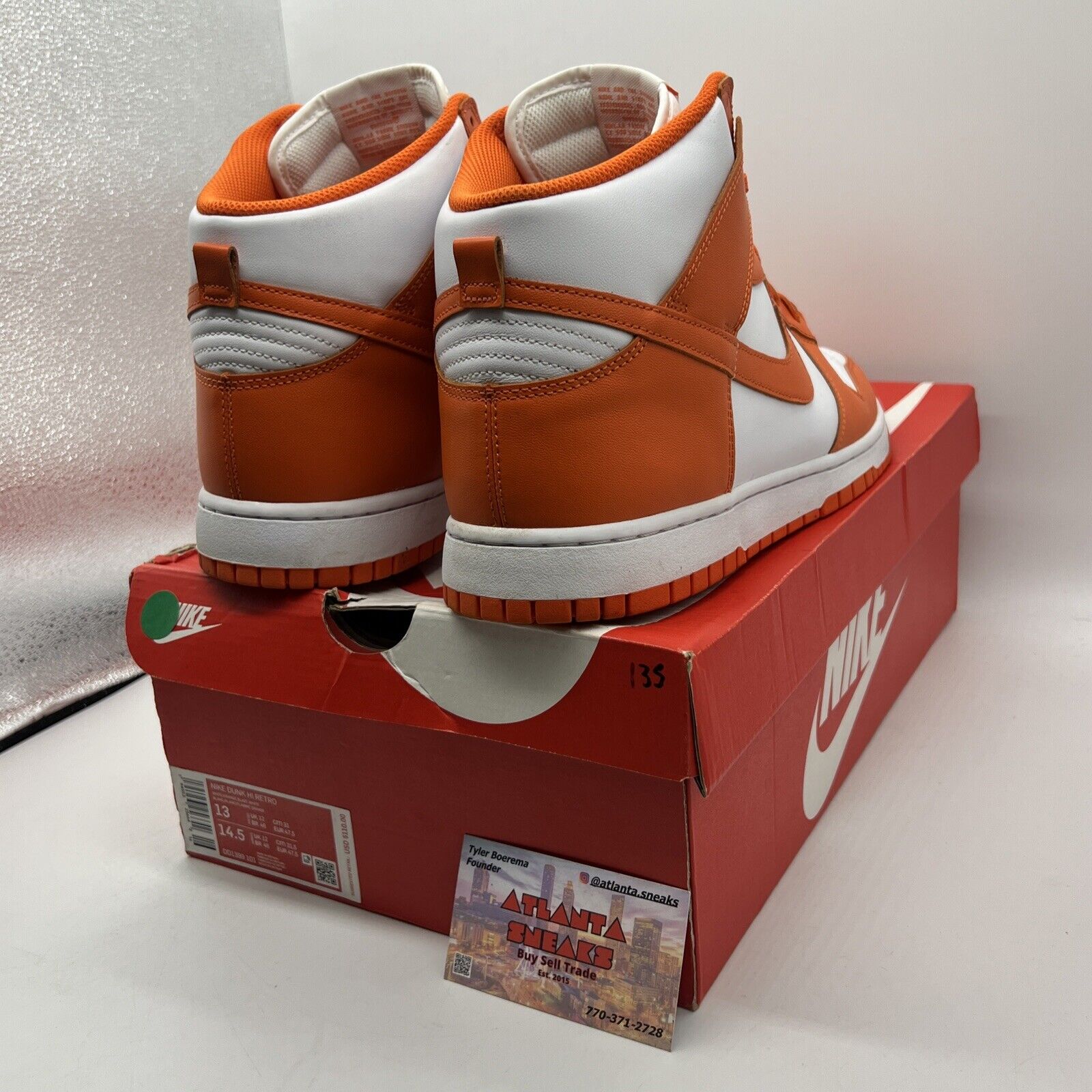 Size 13 - Nike Dunk SP 2021 High Syracuse White Orange Leather (DD1399-001)