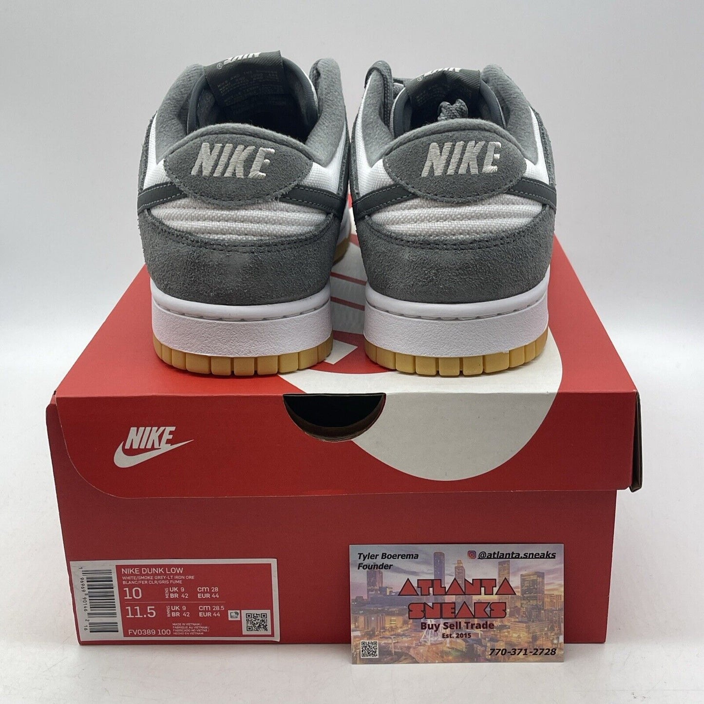 Size 10 - Nike Dunk Low Smoke Grey Gum White Suede (FV0389-100)