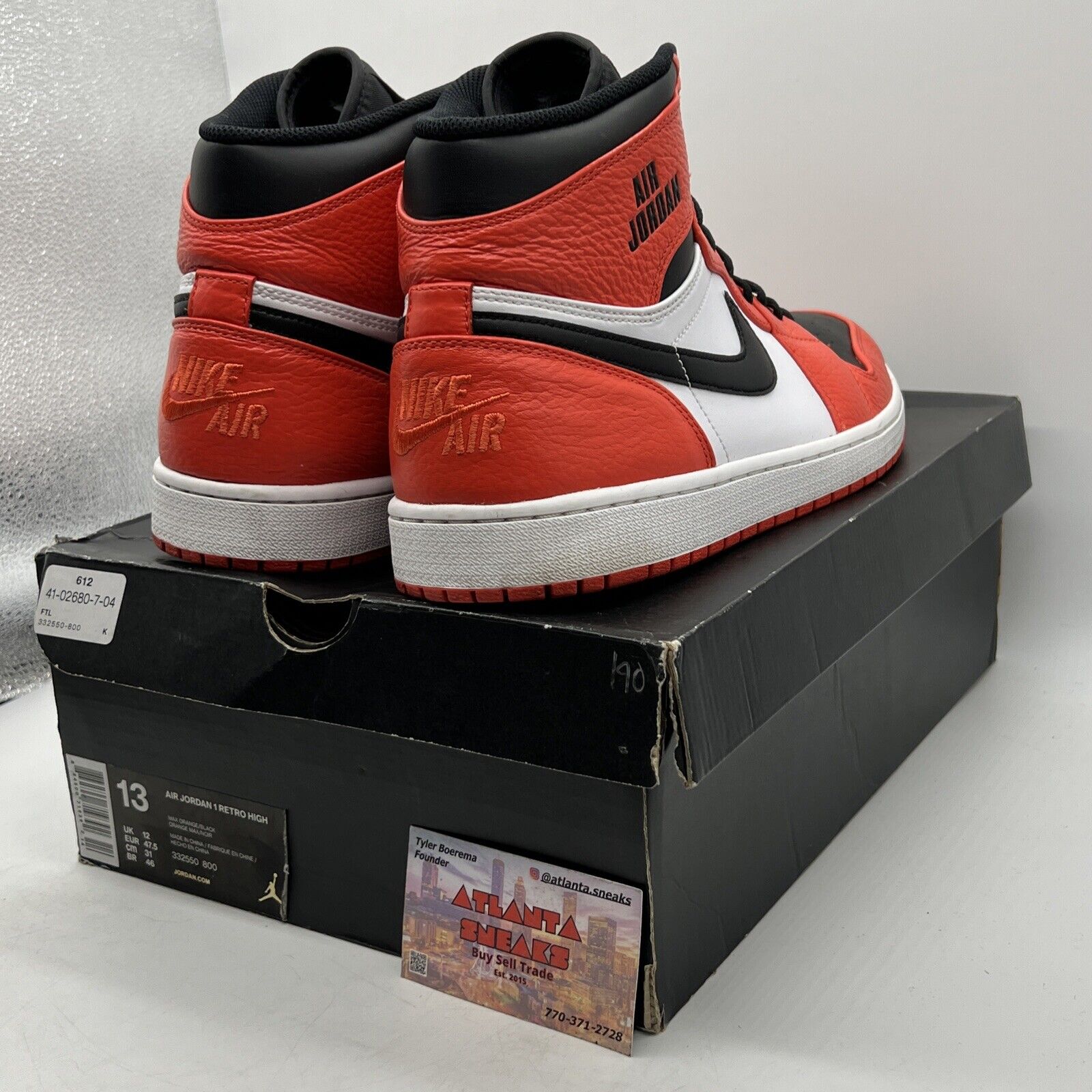 Size 13 - Air Jordan 1 Rare Air Max Orange Black White Leather (332550-800)