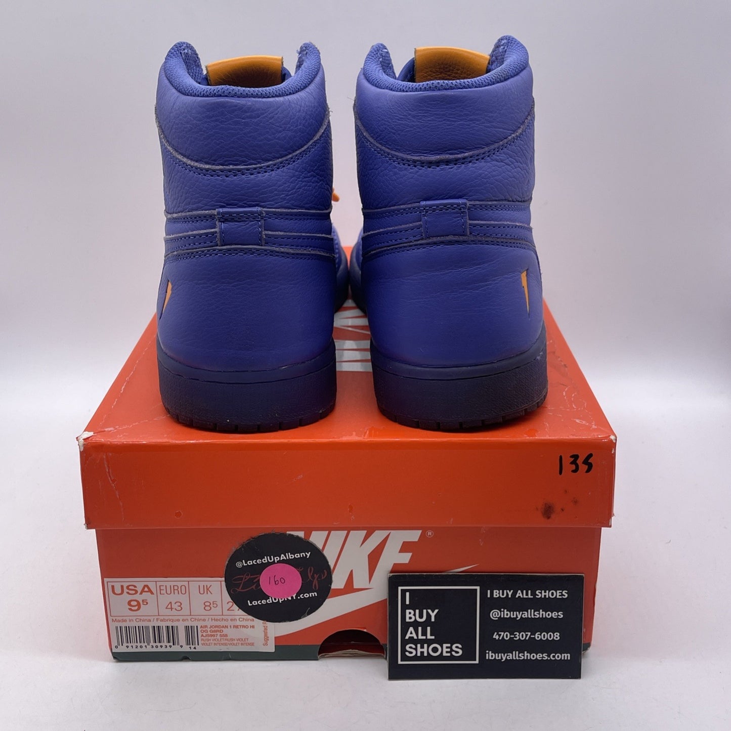 Size 9.5 - Air Jordan 1 Retro OG G8RD High Rush Violet Leather (AJ5997-555)
