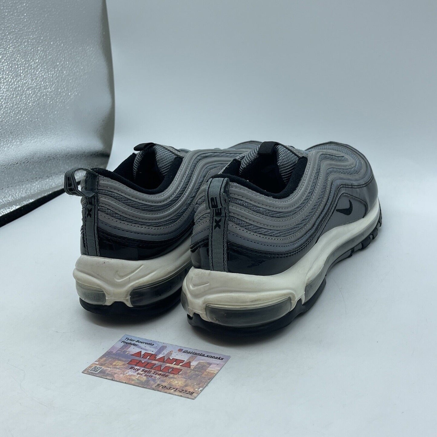 Size 12 - Nike Air Max 97 Patent Leather Grey Black White Leather (921826-010)