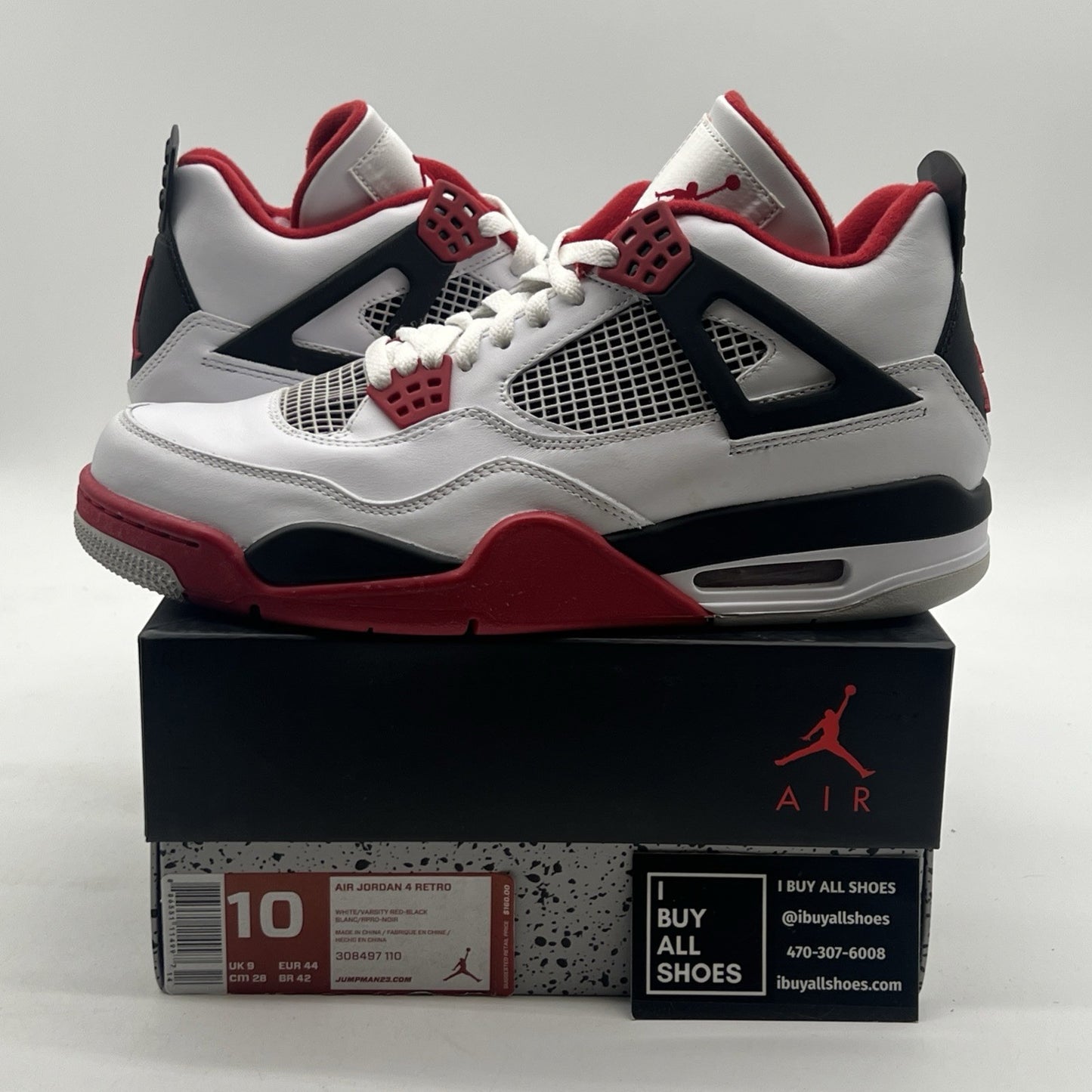 Size 10 - Air Jordan 4 Retro Fire Red 2012 (308497-110).