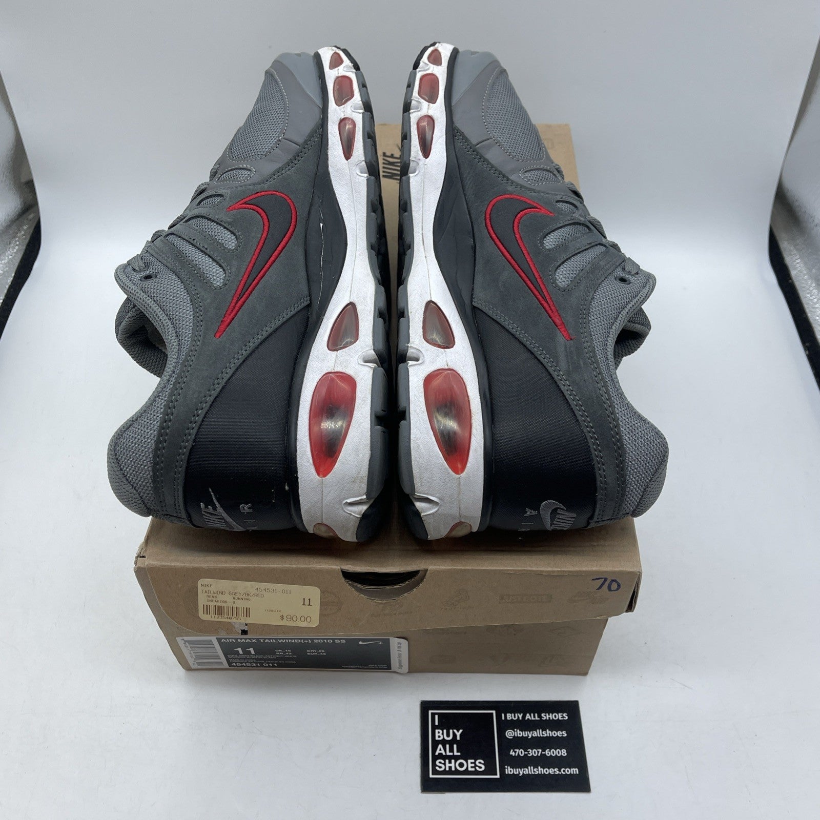 Size 11 - NWOB Nike Tailwind Sneakers Shoes Grey Suede Leather (454531-011)