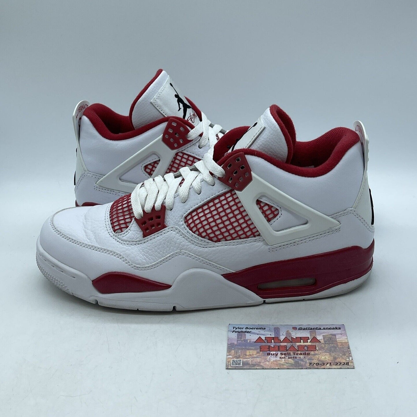 Size 10 - Jordan 4 Retro alternate 89 2016 White Red Leather (308497-106)