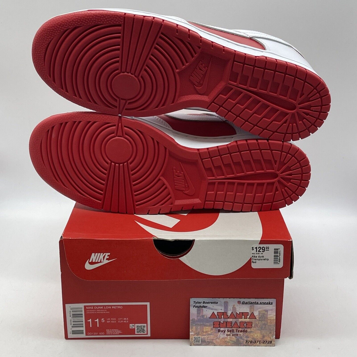 Size 11.5 - Nike Dunk Low Championship Red White Leather (DD1391-600)