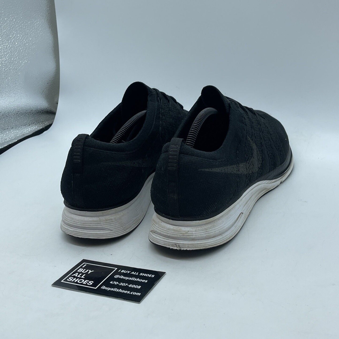 Size 12 - Nike Flyknit Trainer Shoes Black White Suede (AH8396-007)