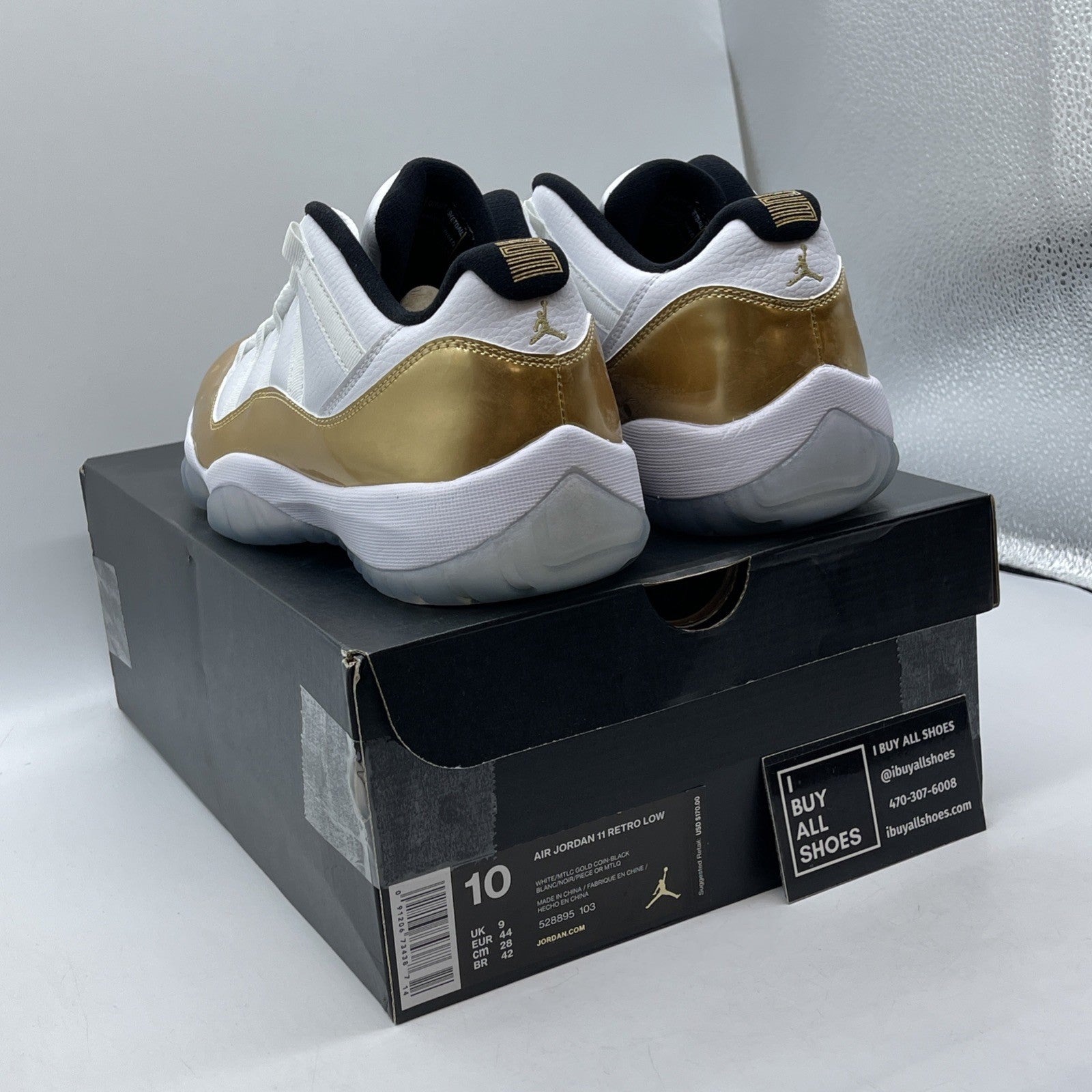 Size 10 - Air Jordan 11 Retro Low Closing Ceremony Gold White (528895-103)