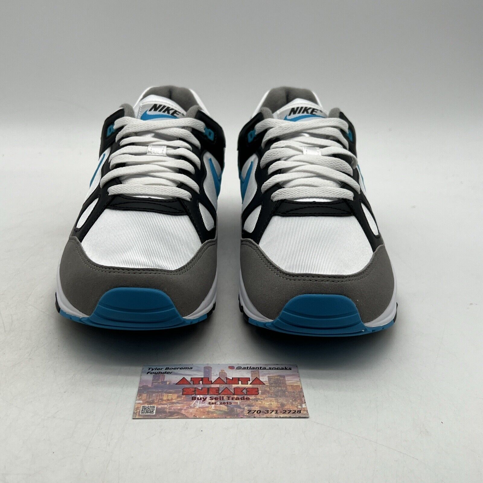 Size 12 - Nike Air Span 2 Laser Blue White Black Leather (AH8047-001)