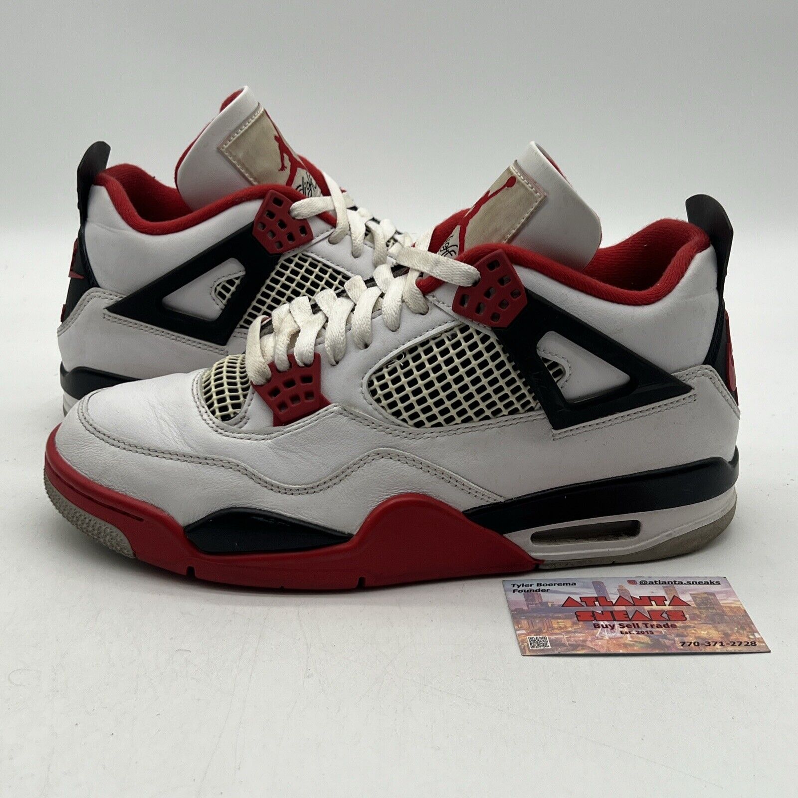 Size 9.5 - Jordan 4 Retro OG Mid Fire Red White Leather Black (DC7770-160)