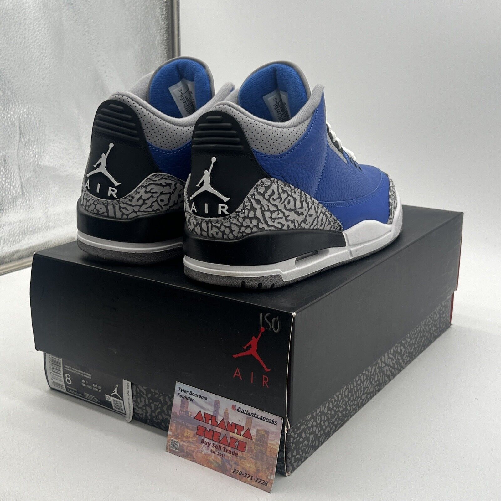 Size 8 - Jordan 3 Retro Varsity Royal 2020 Blue Black Grey Leather (CT8532-400)