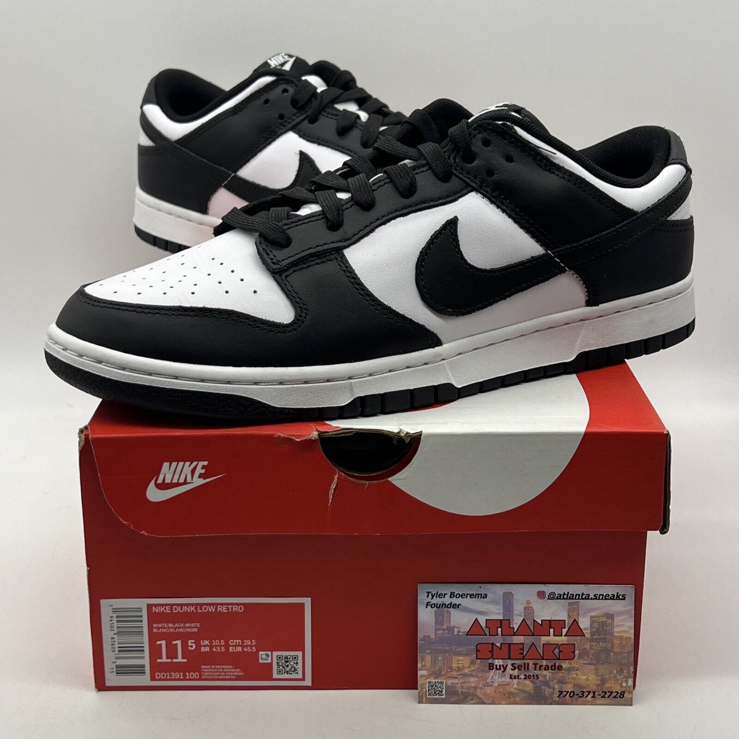 Size 11.5 - Nike Dunk Low Black White Leather