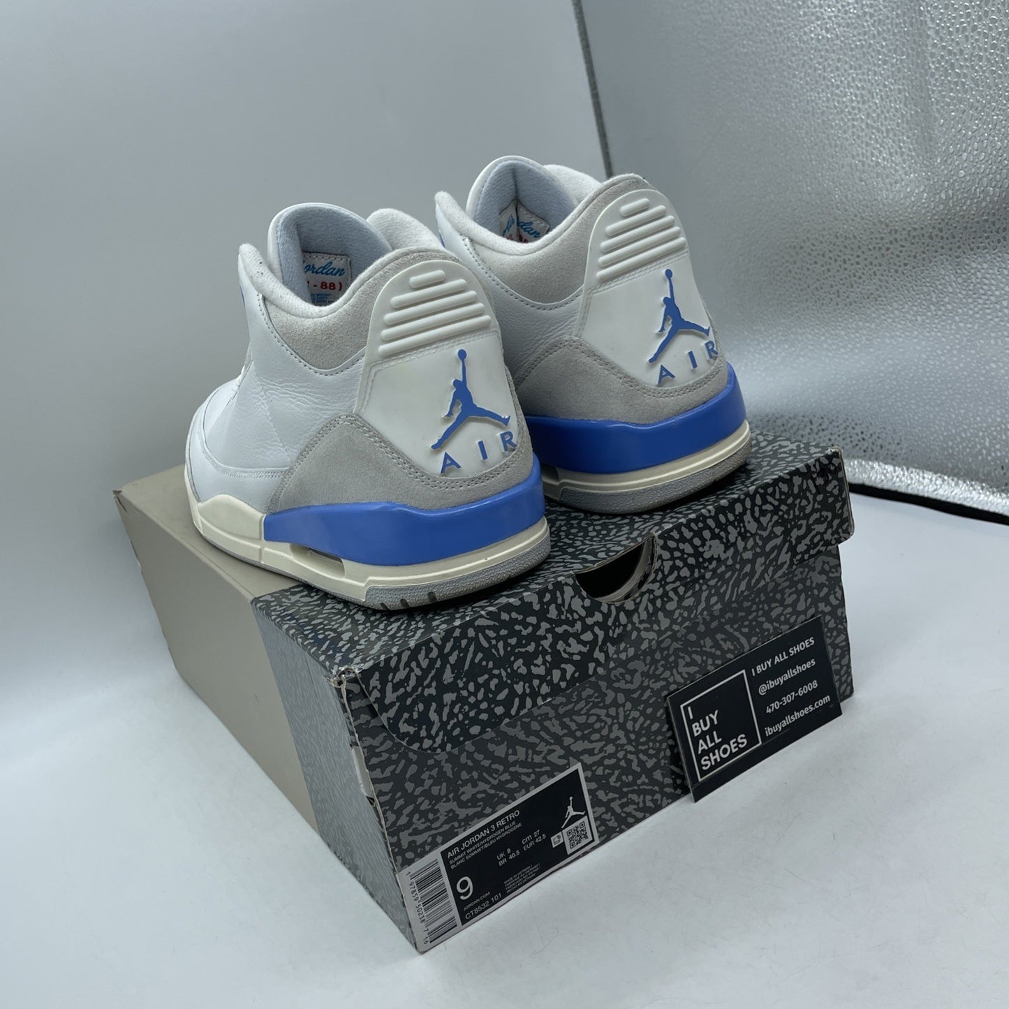 Size 9 - Air Jordan 3 Retro Lucky Shorts Blue Grey Suede Leather (CT8532-101)
