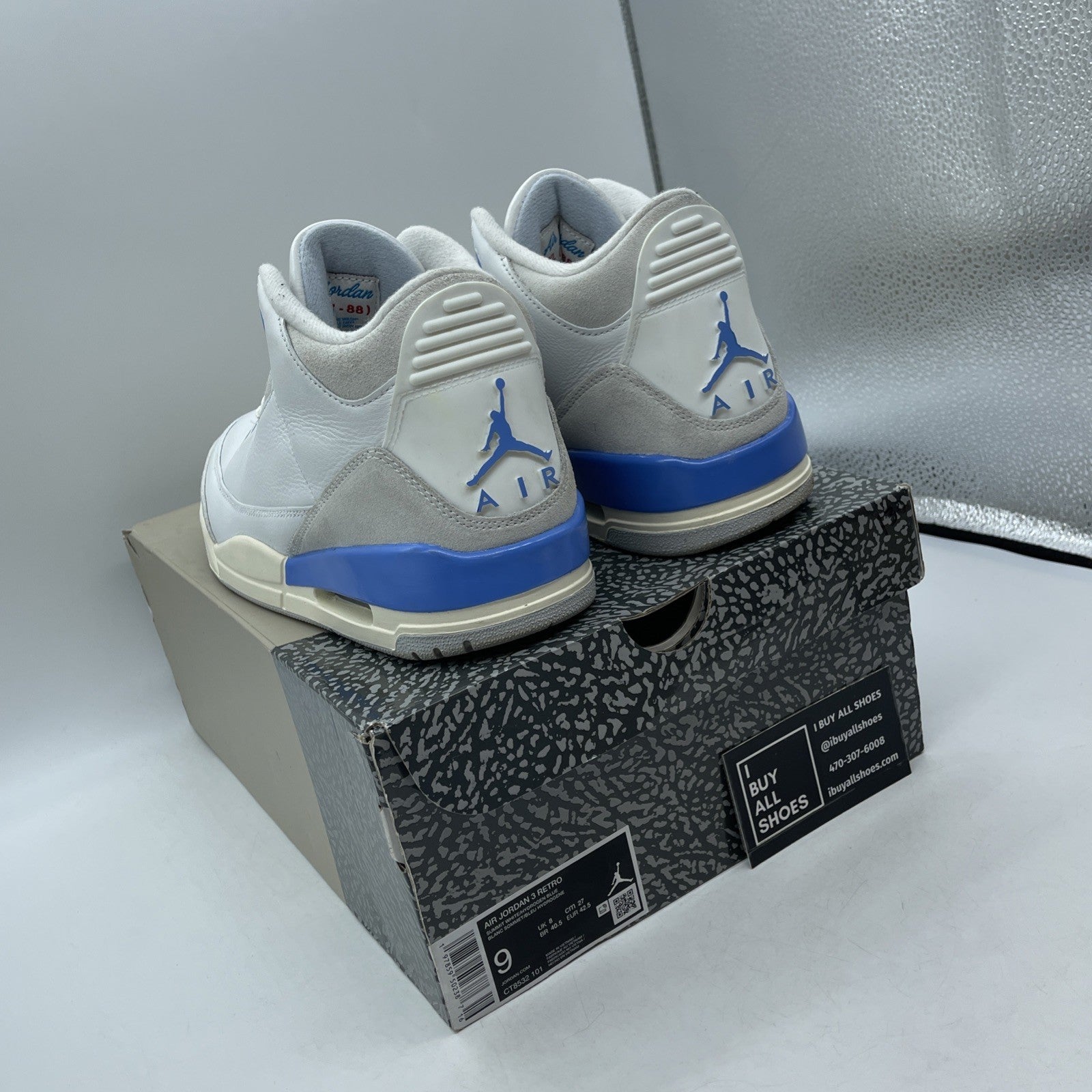 Size 9 - Air Jordan 3 Retro Lucky Shorts Blue Grey Suede Leather (CT8532-101)